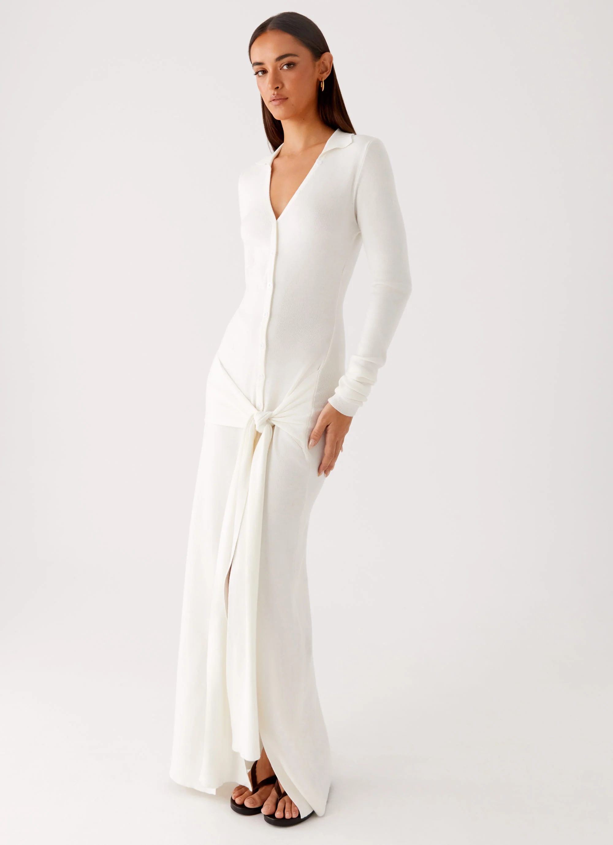 Sabetha Knit Maxi Dress - White