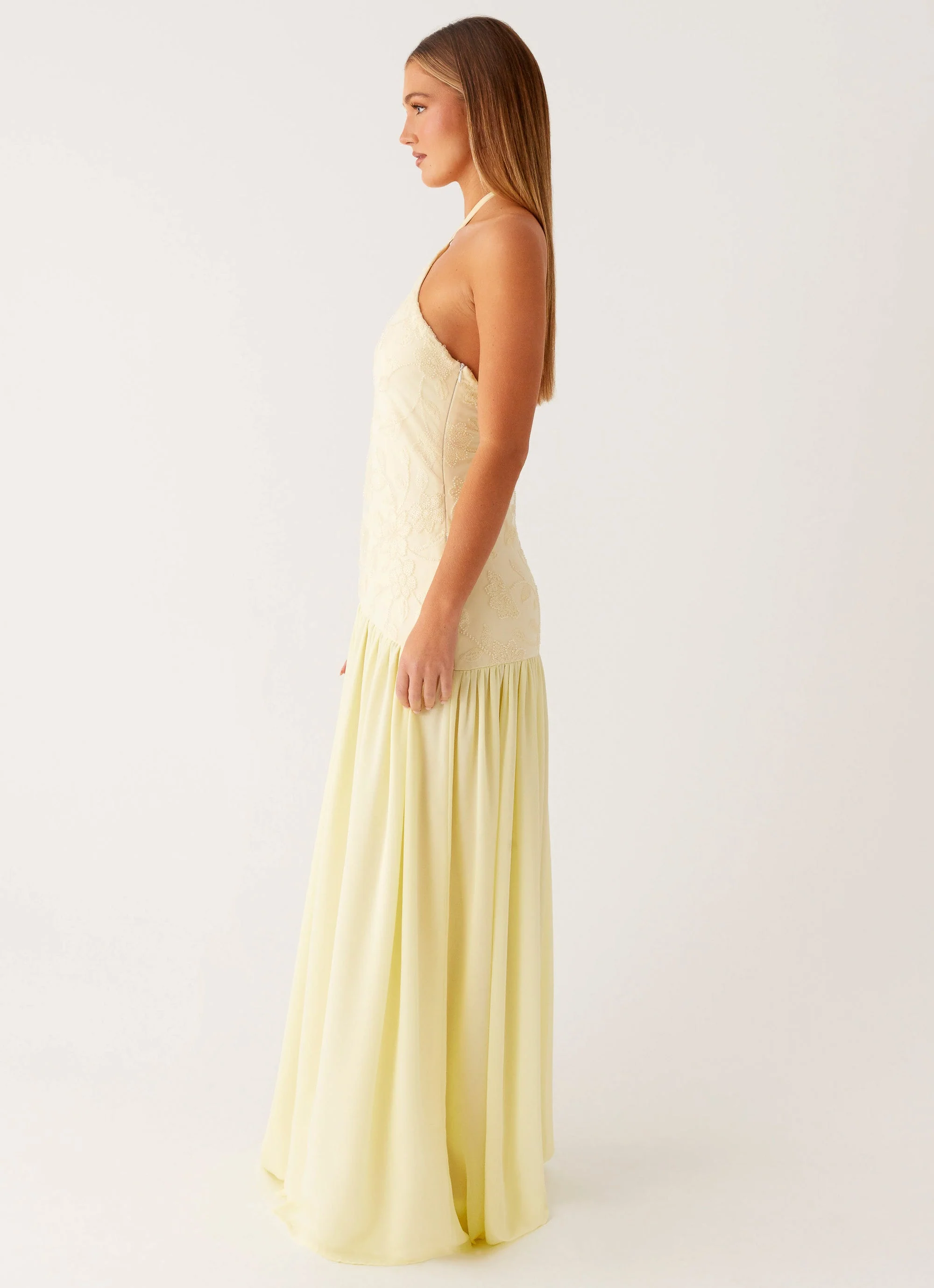 Janelle Beaded Maxi Dress - Yellow