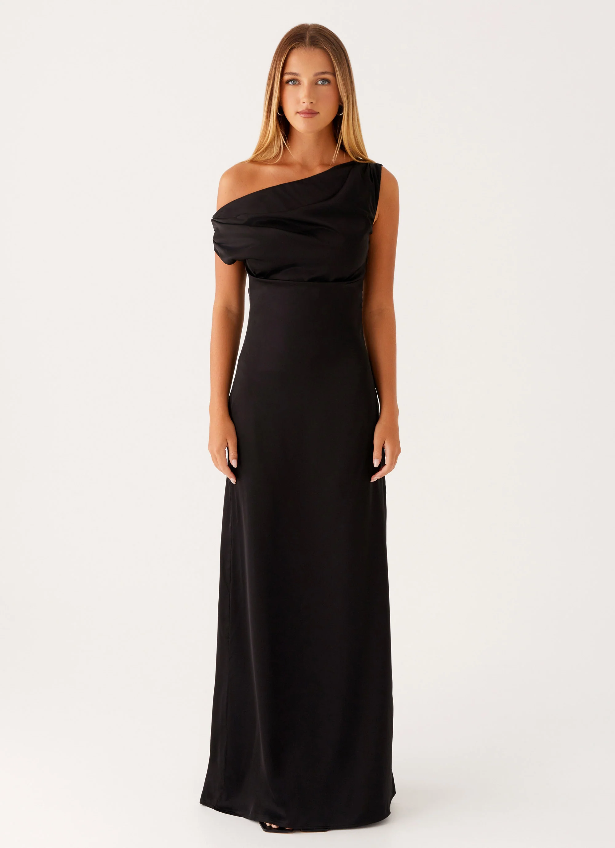 Heart Of Glass Satin Maxi Dress - Black
