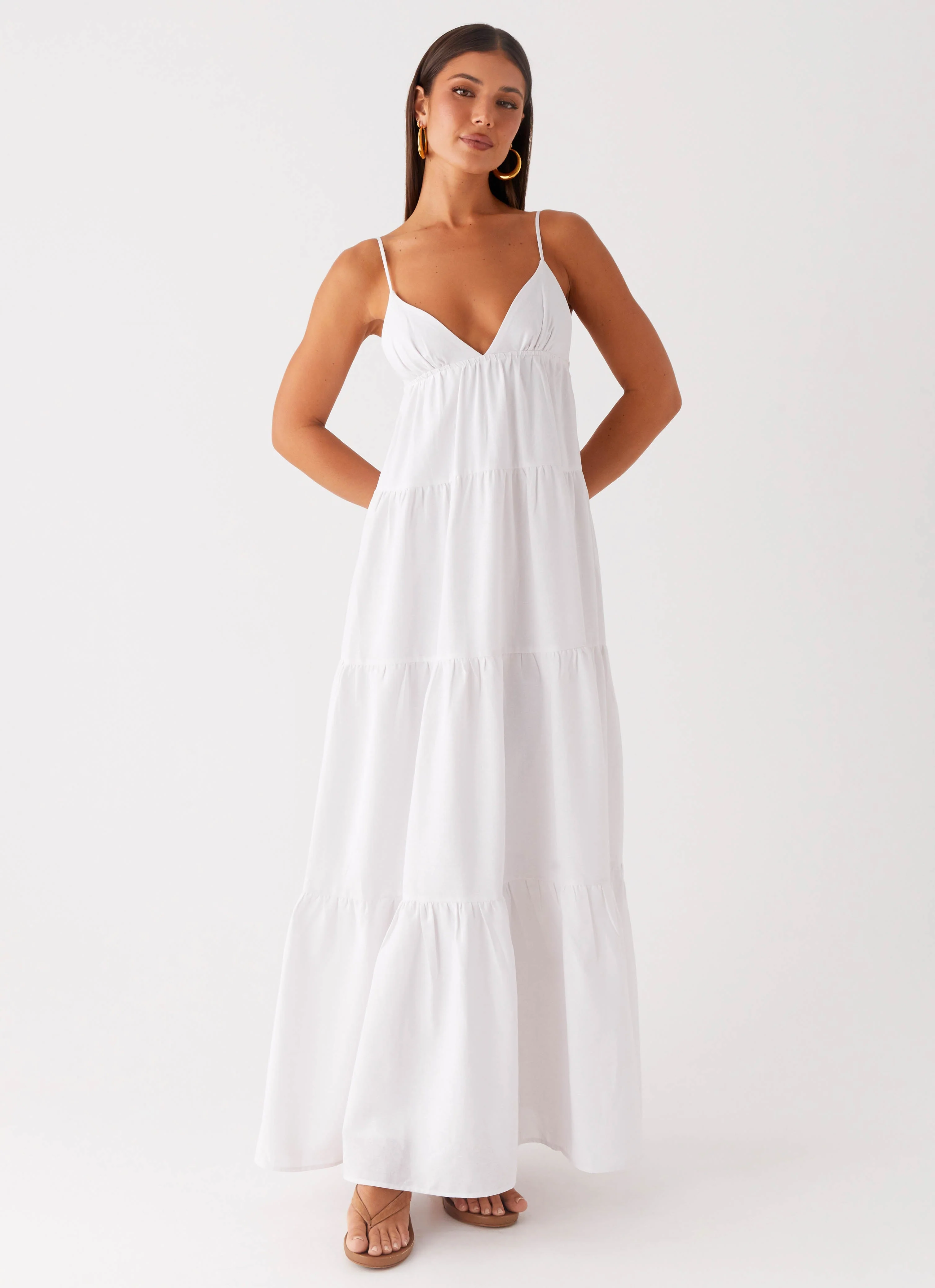Lotty Linen Maxi Dress - White