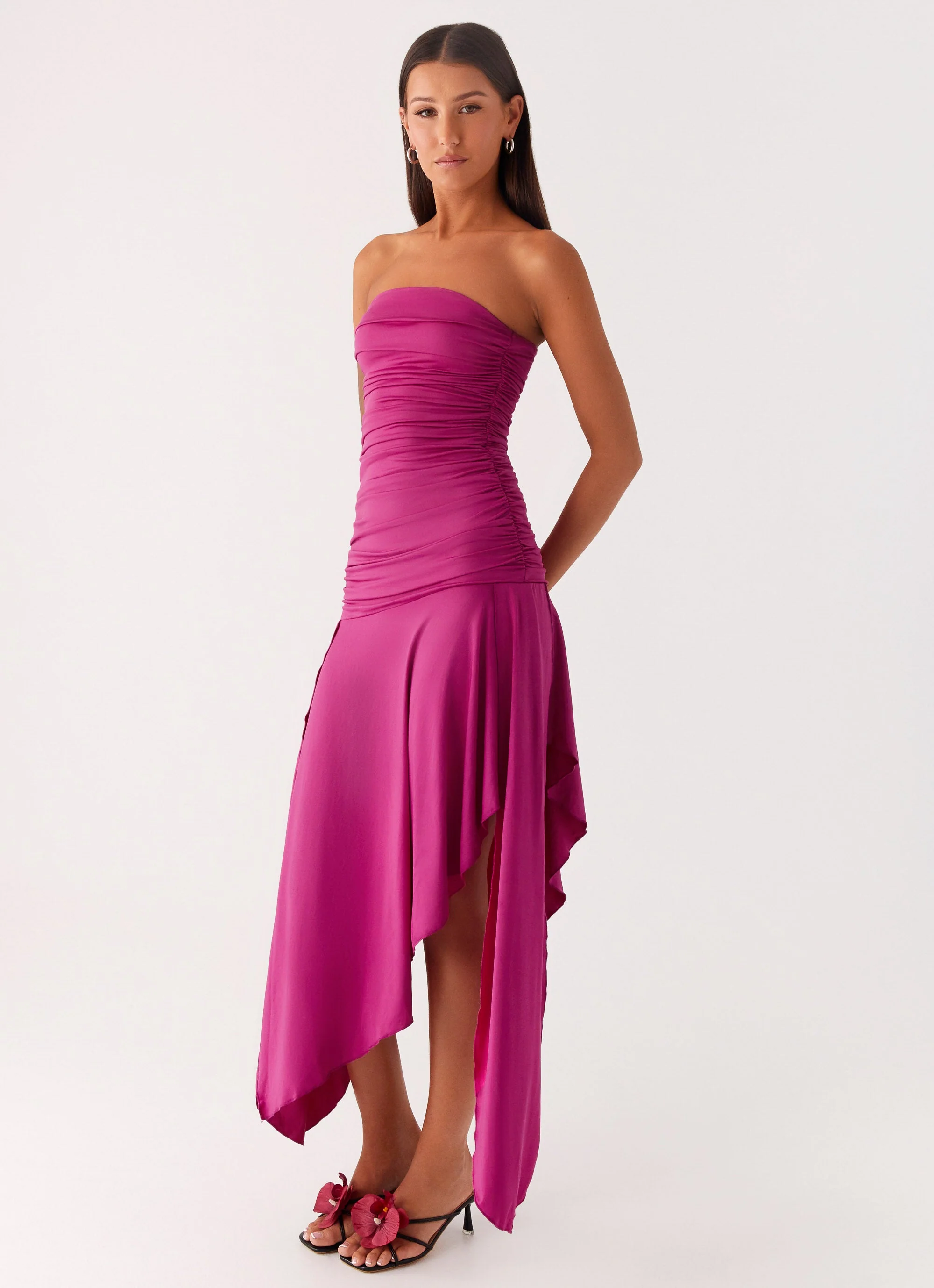 Ora Strapless Maxi Dress - Fuchsia