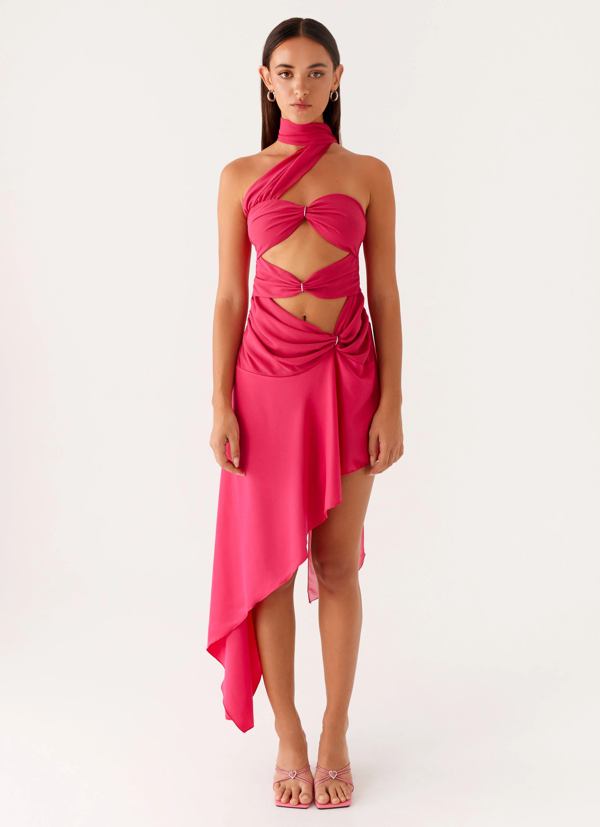 Circa Scarf Midi Dress - Hot Pink