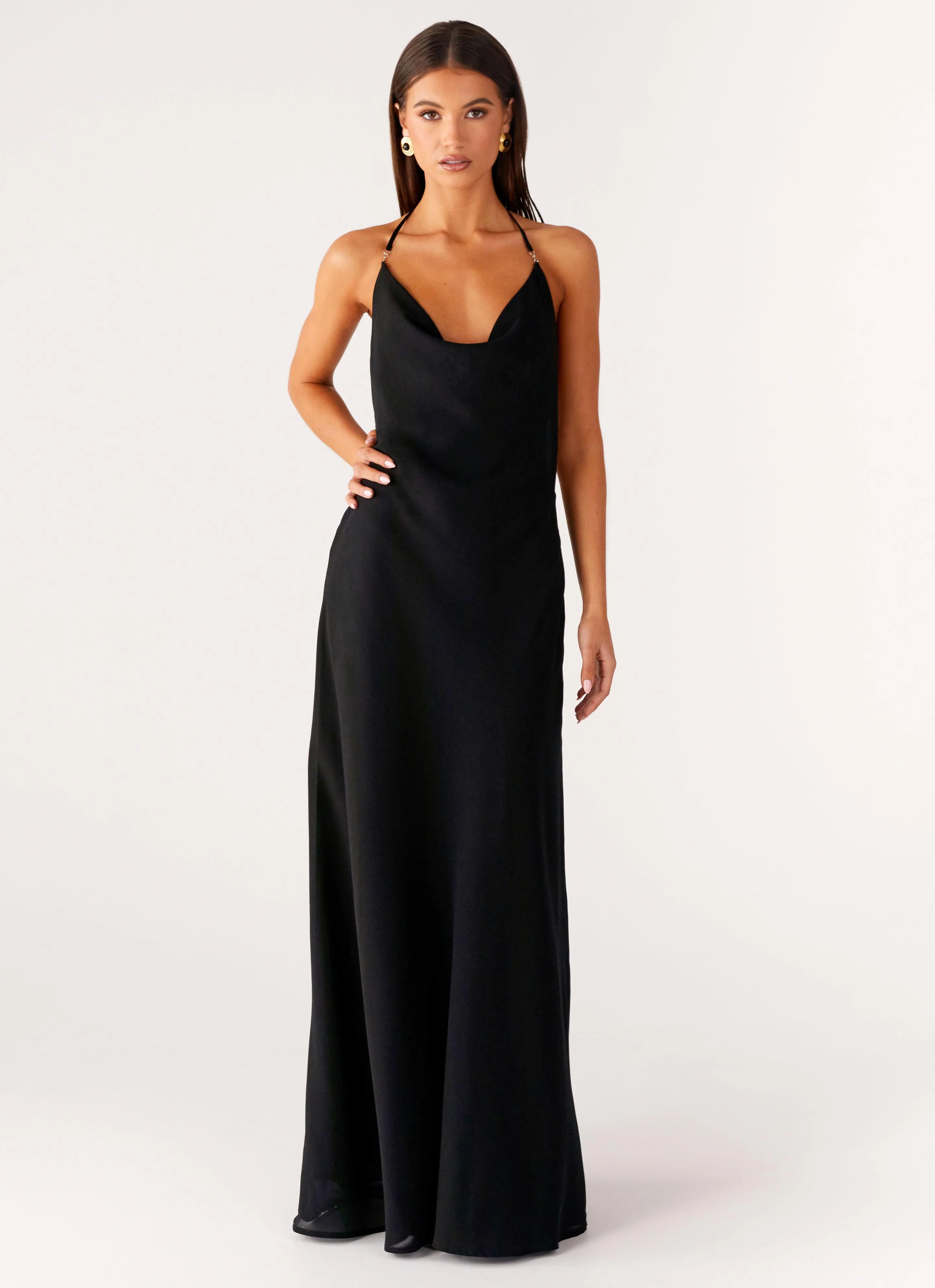 Morning Crush Cowl Maxi Dress - Black