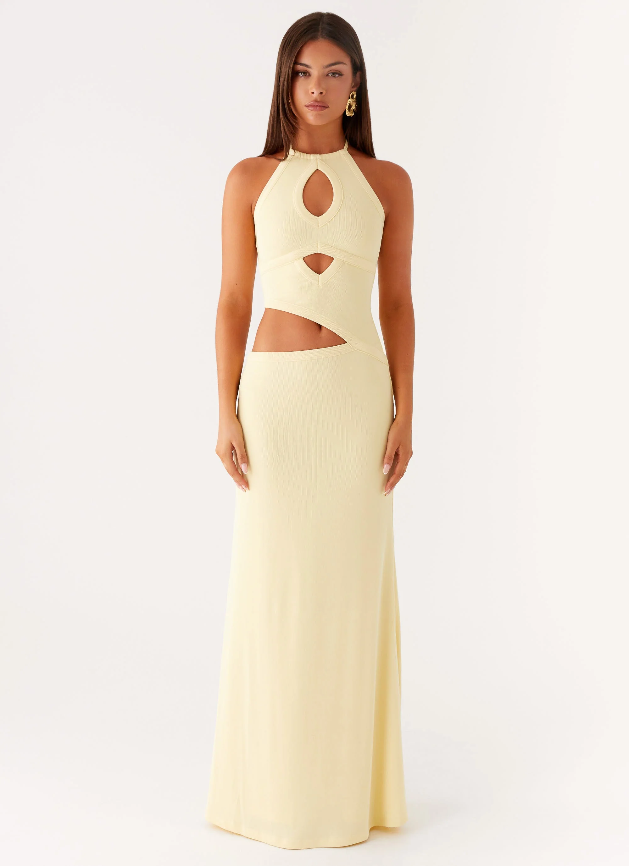 Lanah Cut Out Maxi Dress - Yellow