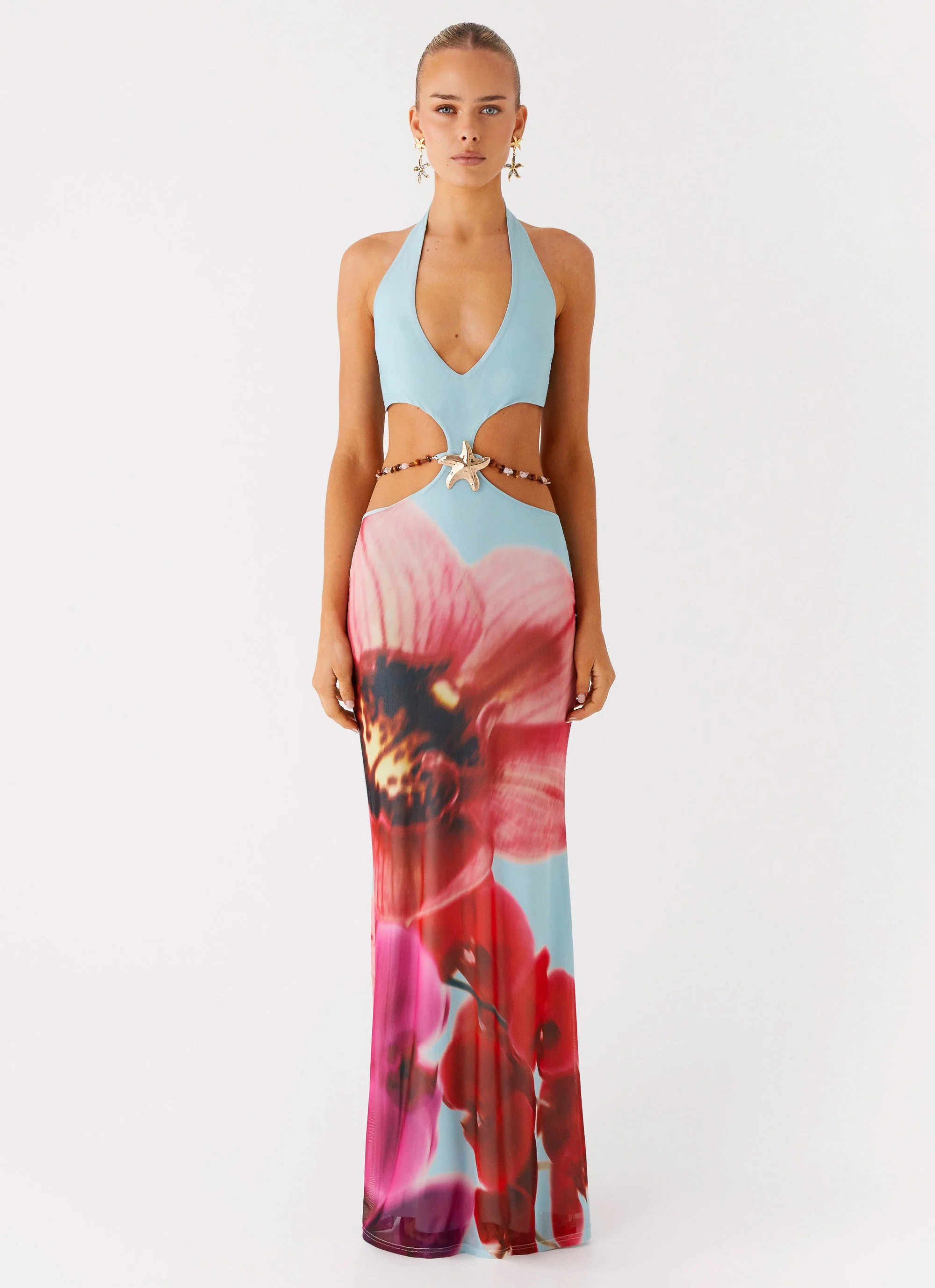 Time To Dance Maxi Dress - Turquoise Bloom