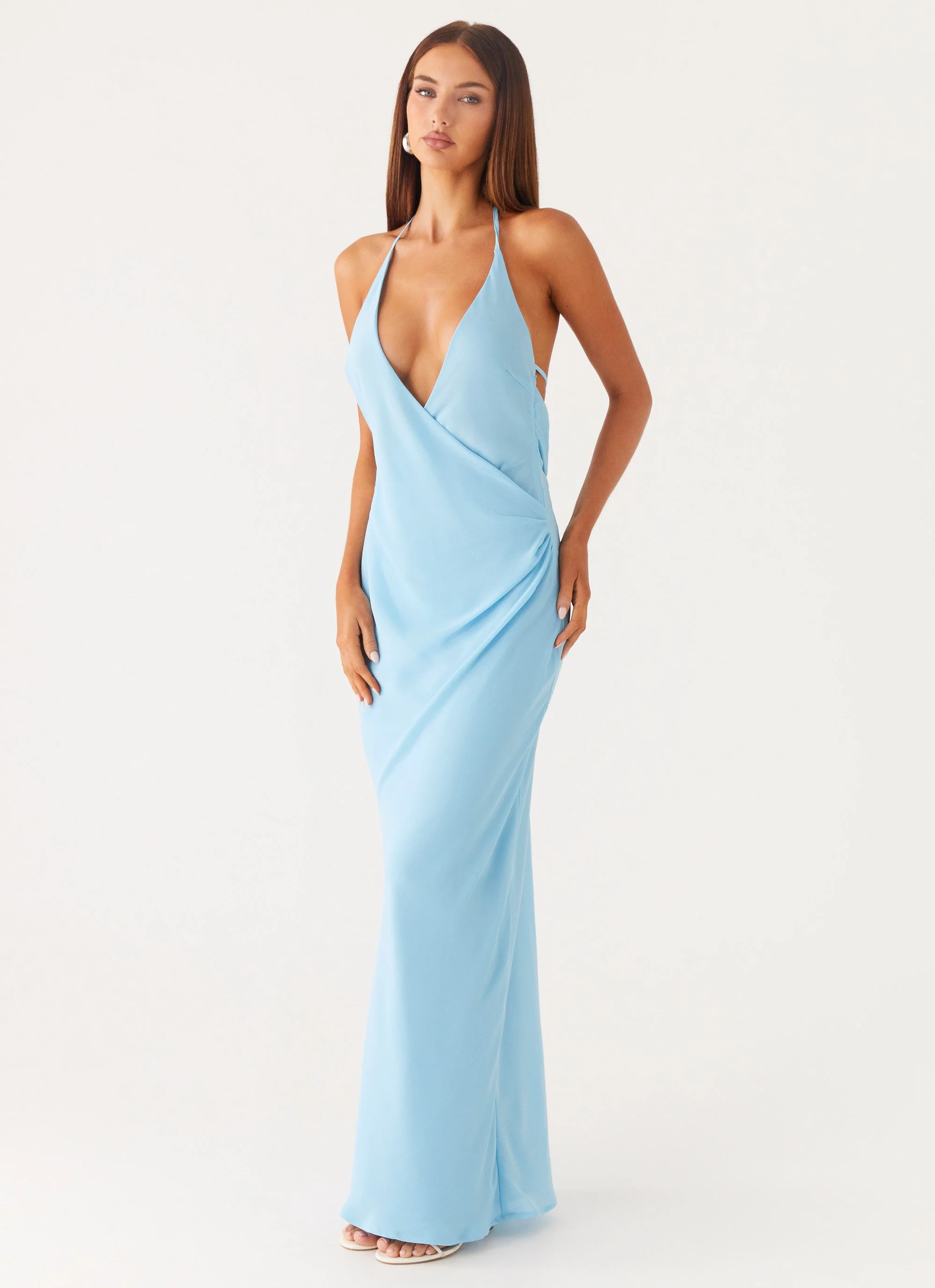 Just A Kiss Cowl Maxi Dress - Turquoise