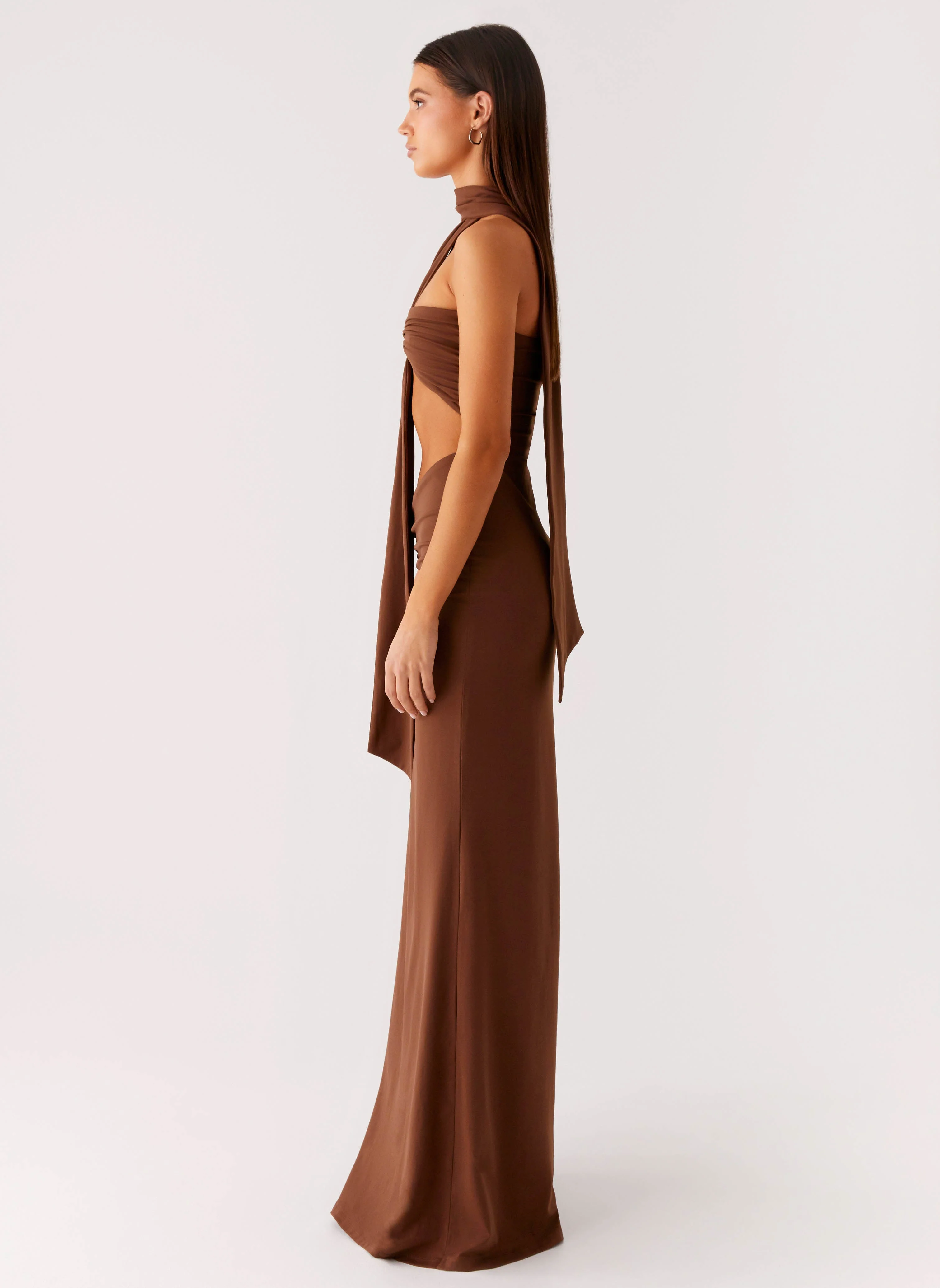 Olive Bloom Maxi Dress - Chocolate