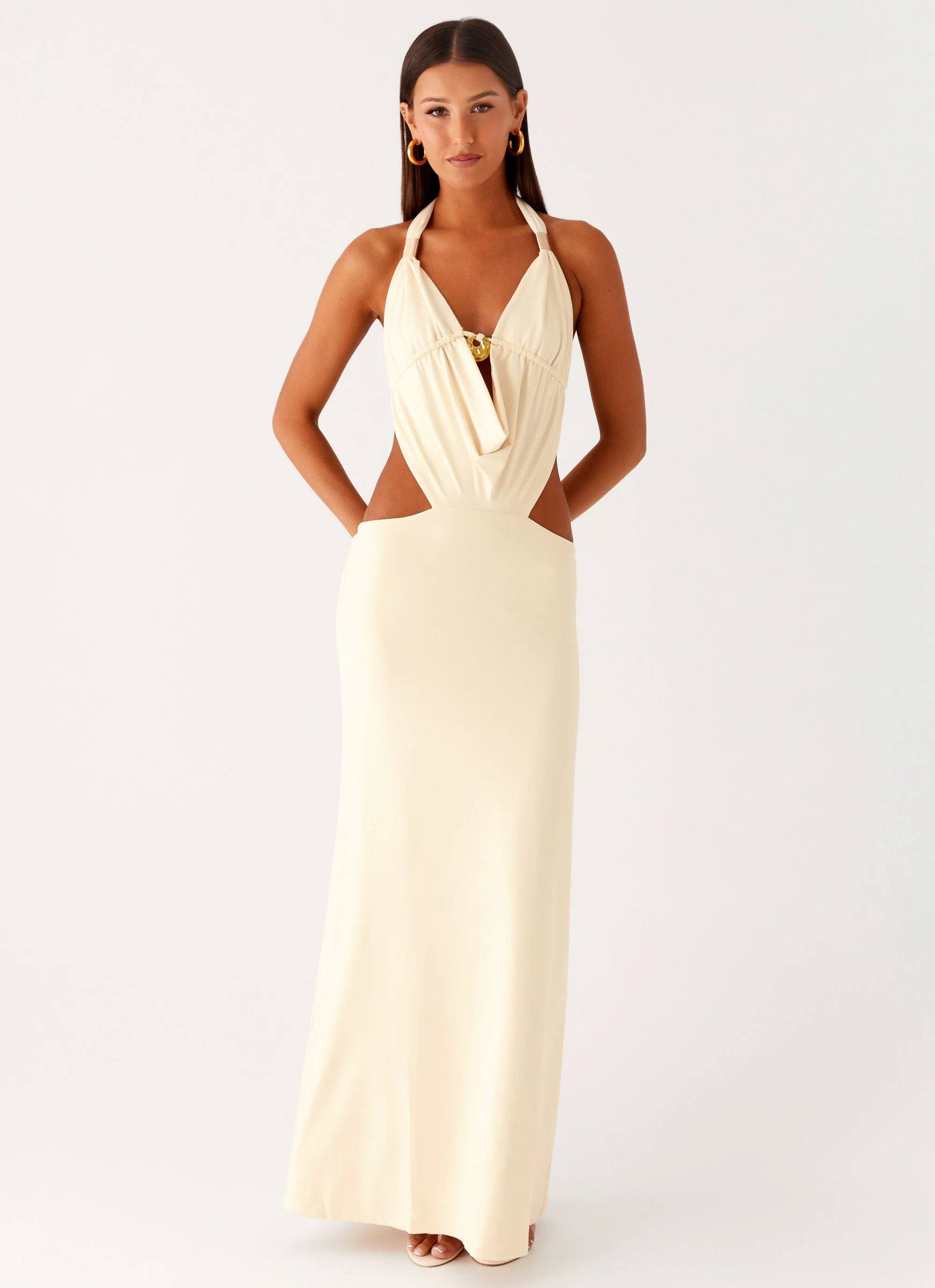 Torina Halter Maxi Dress - Lemon