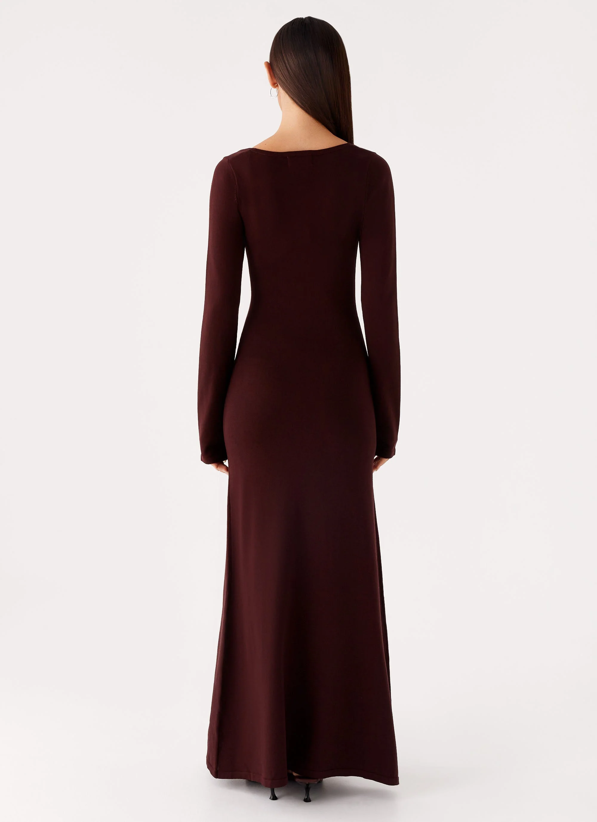 Adora Long Sleeve Knit Maxi Dress - Chocolate