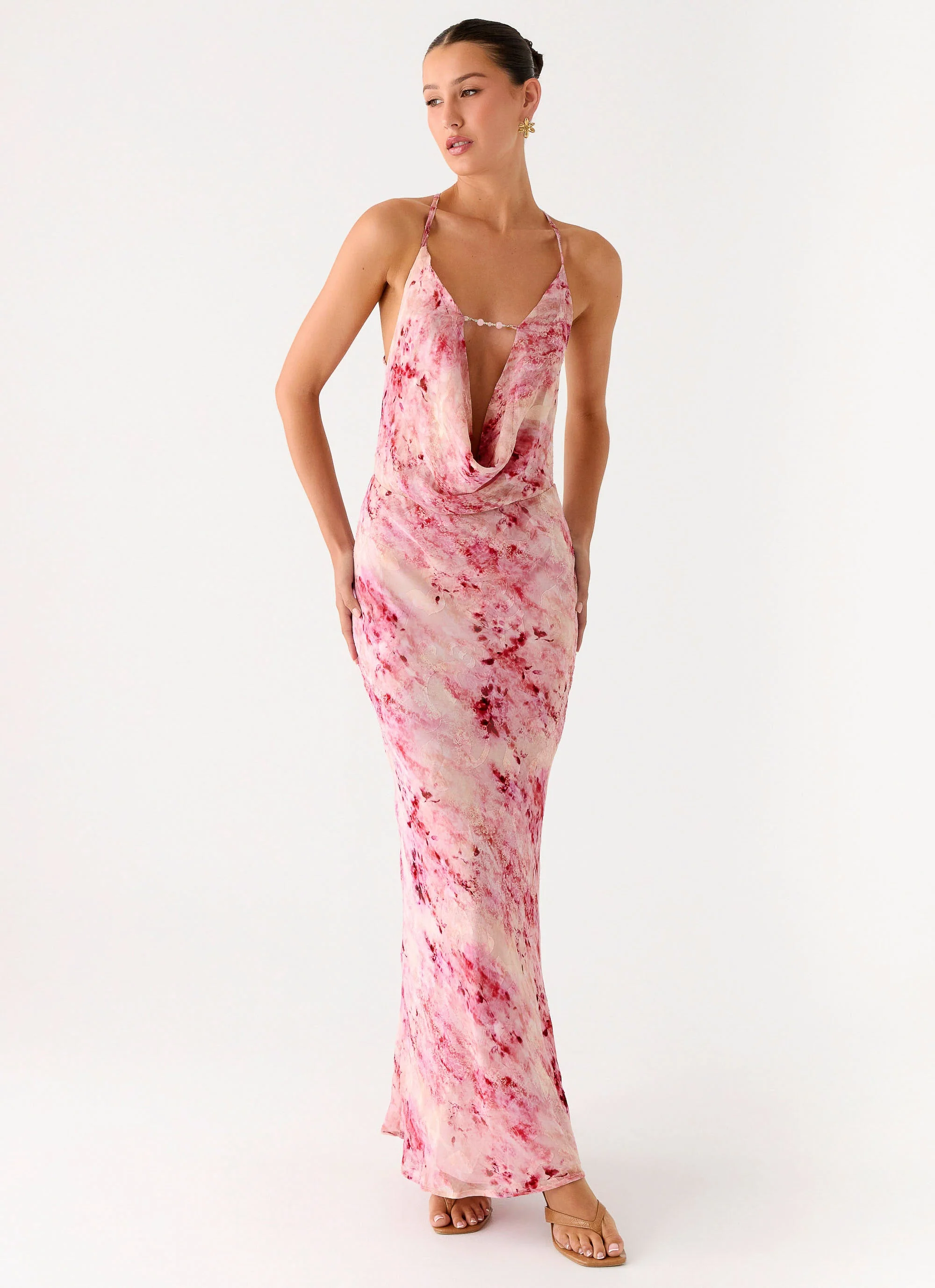Pure Heart Cowl Maxi Dress - Pink