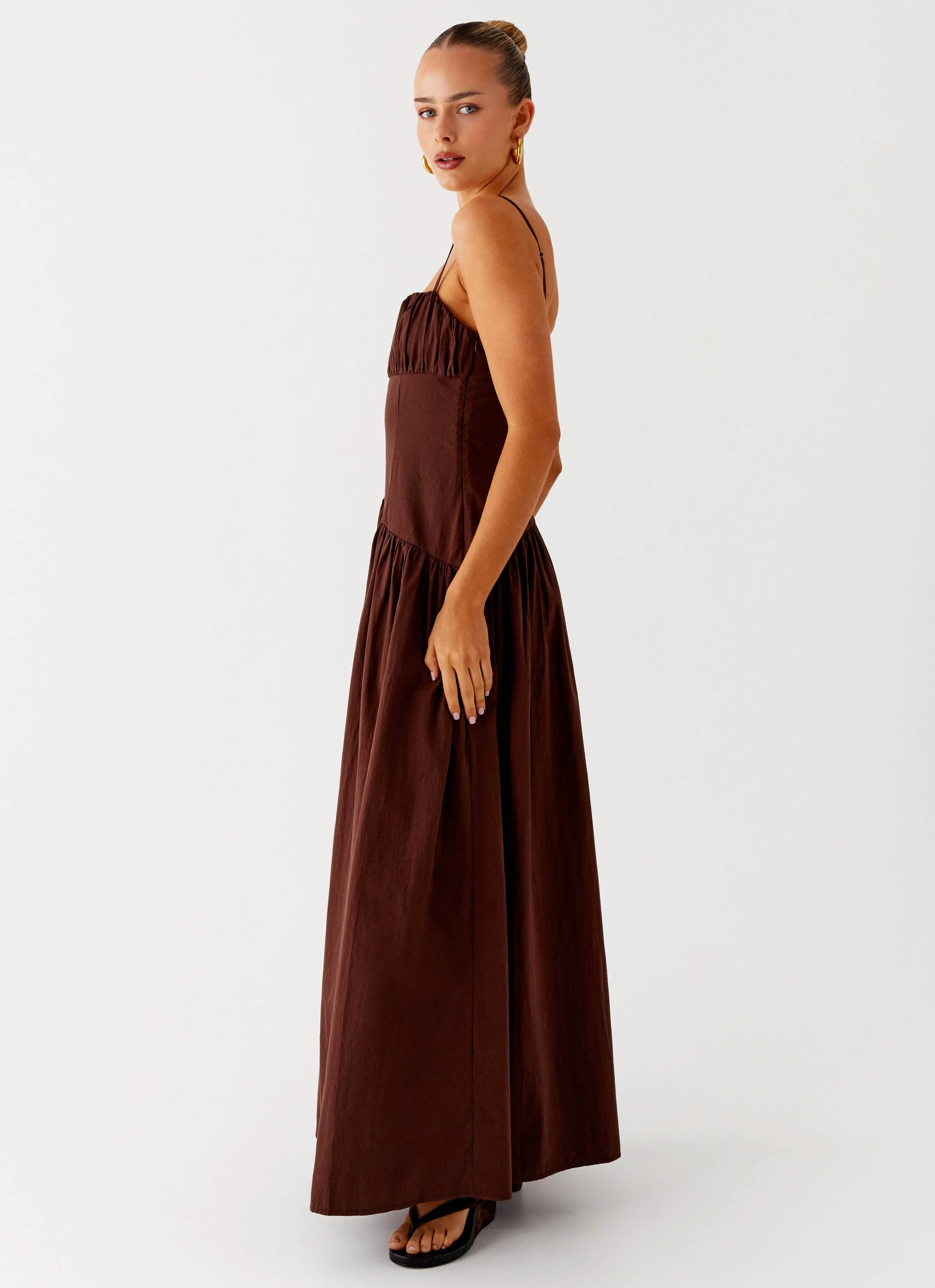 Yuna Drop Waist Maxi Dress - Chocolate