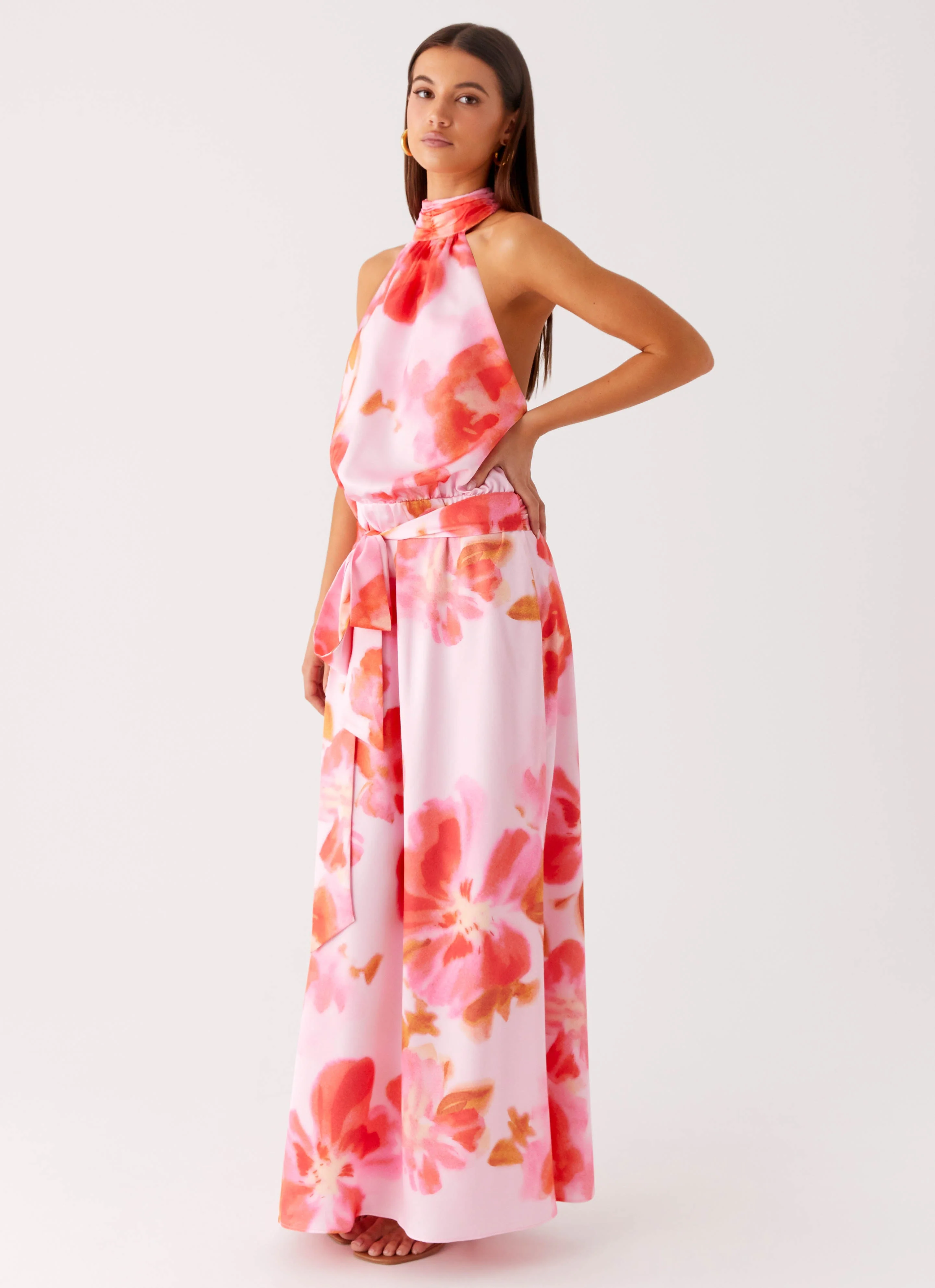 Diablo Backless Maxi Dress - Blushing Blossom