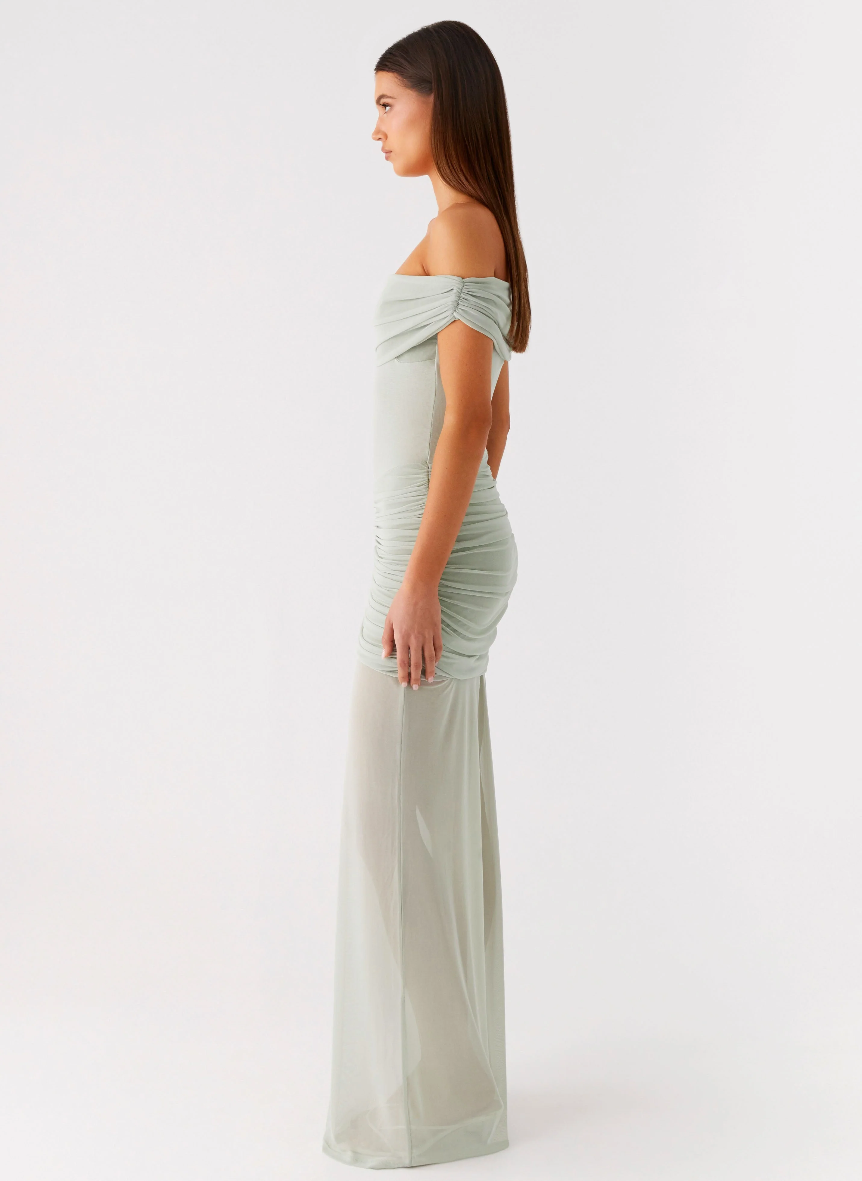 Eyllin Off Shoulder Maxi Dress - Sage