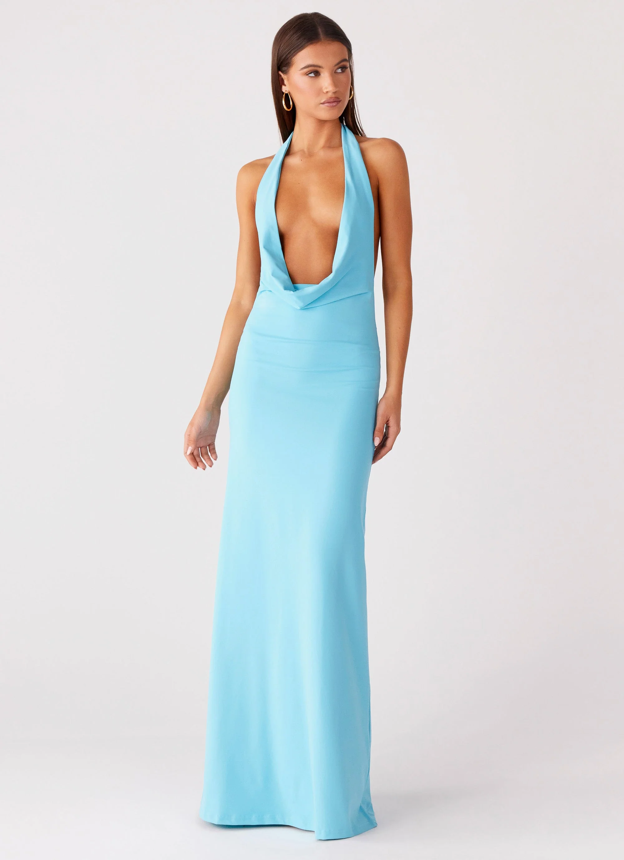 Driftwood Cowl Maxi Dress - Turquoise