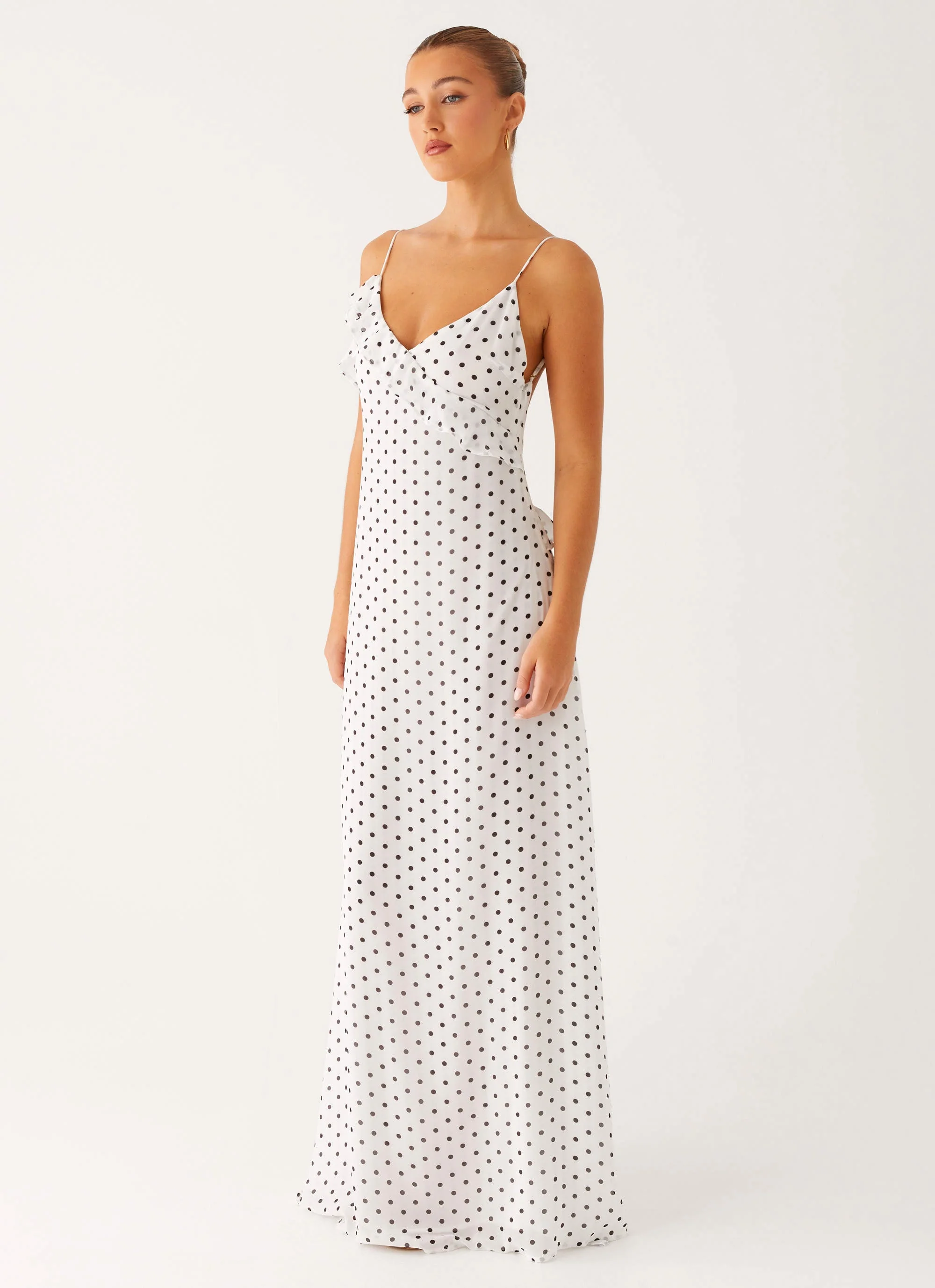 Harri Maxi Dress - White Polka Dot