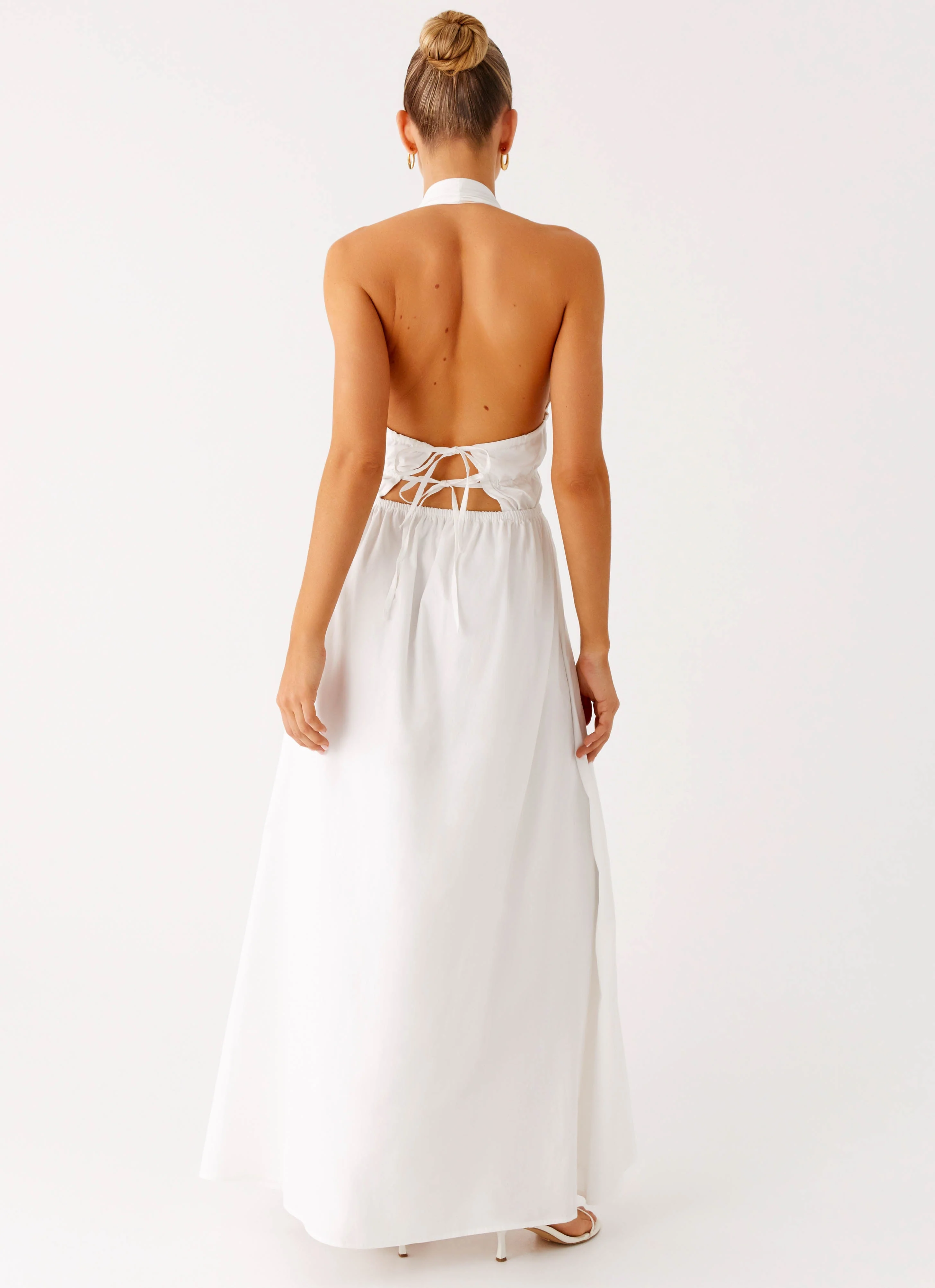 Figaro Halter Maxi Dress - White