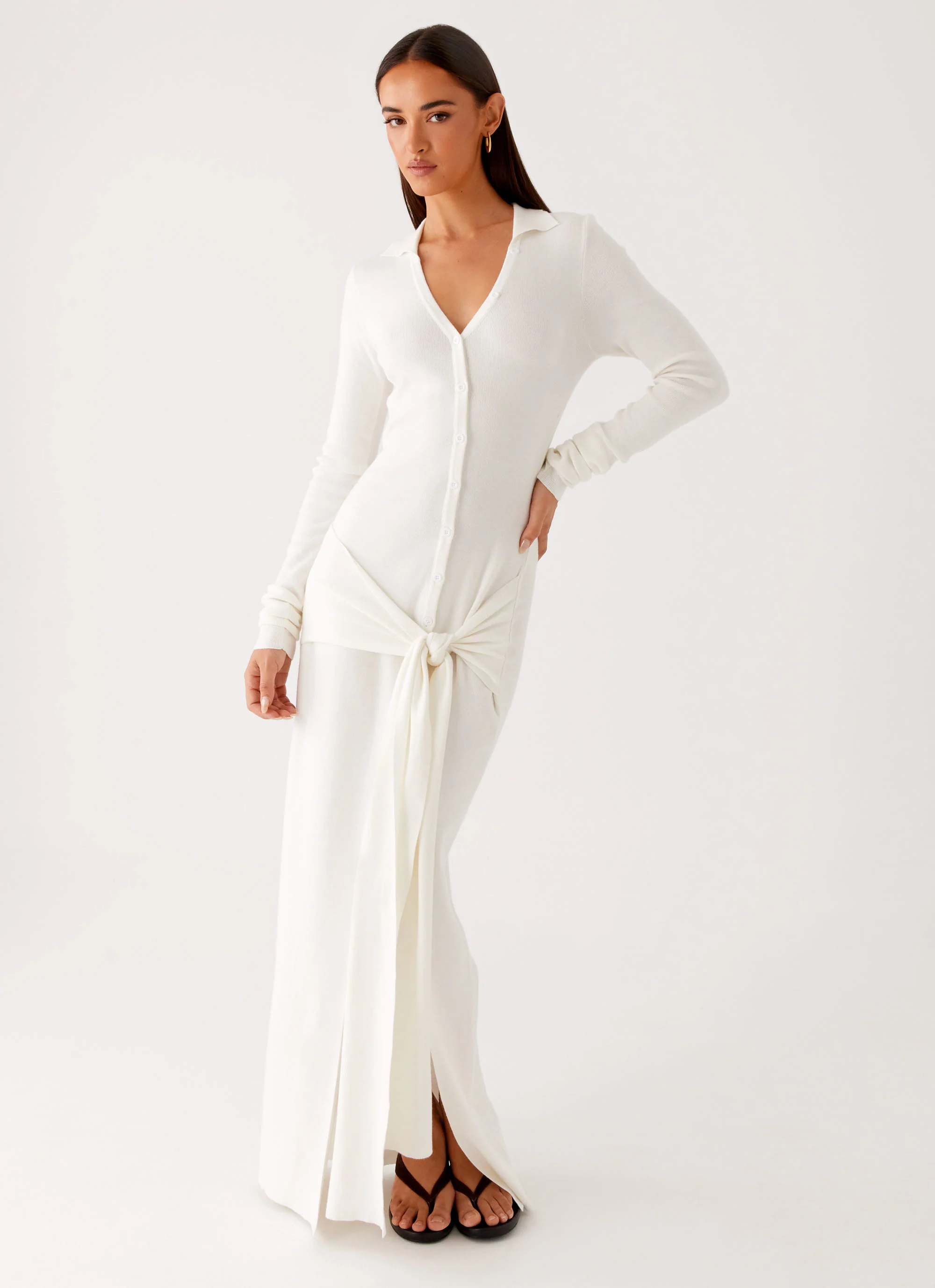 Sabetha Knit Maxi Dress - White