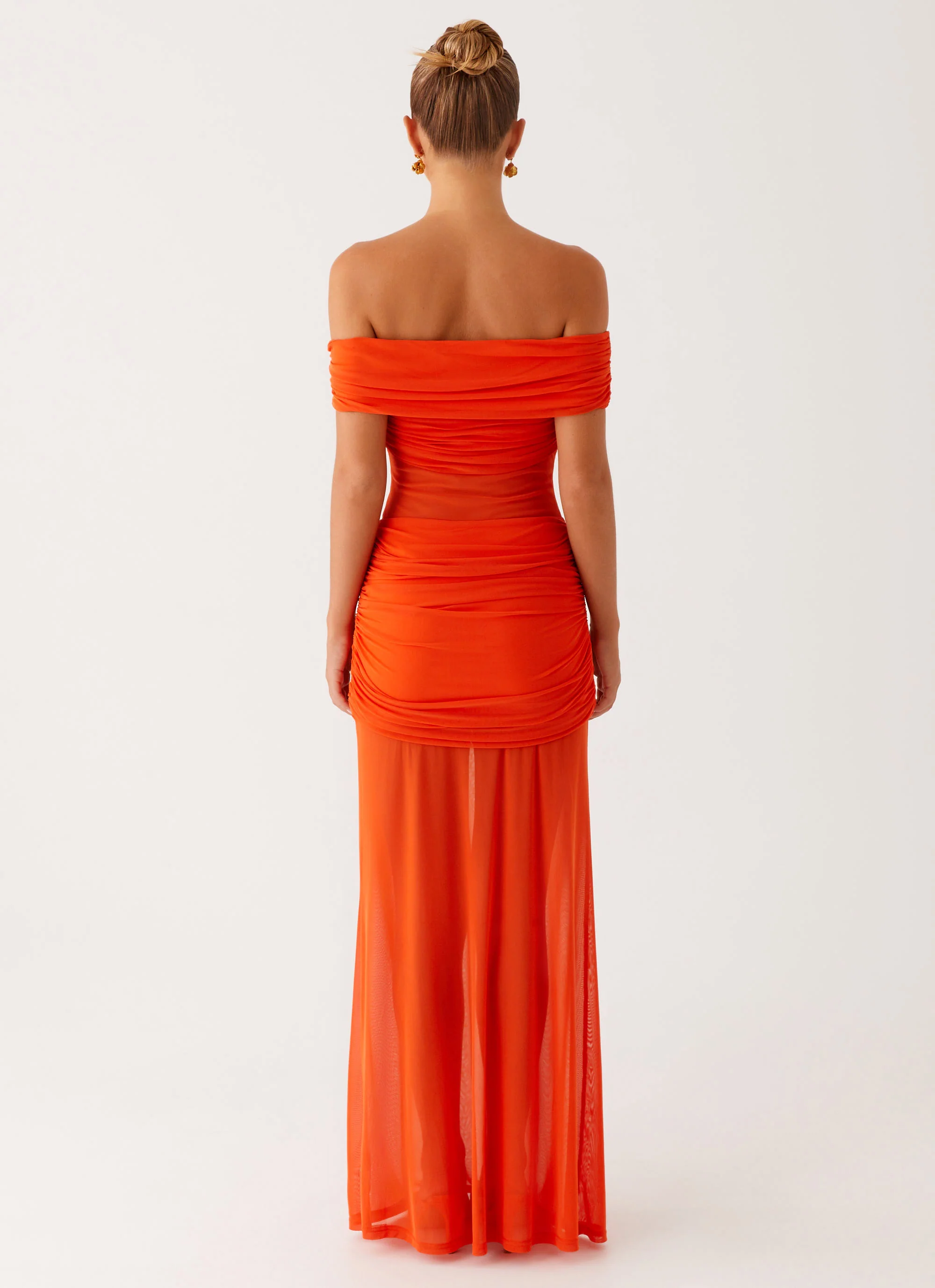 Charming Off Shoulder Maxi Dress - Orange