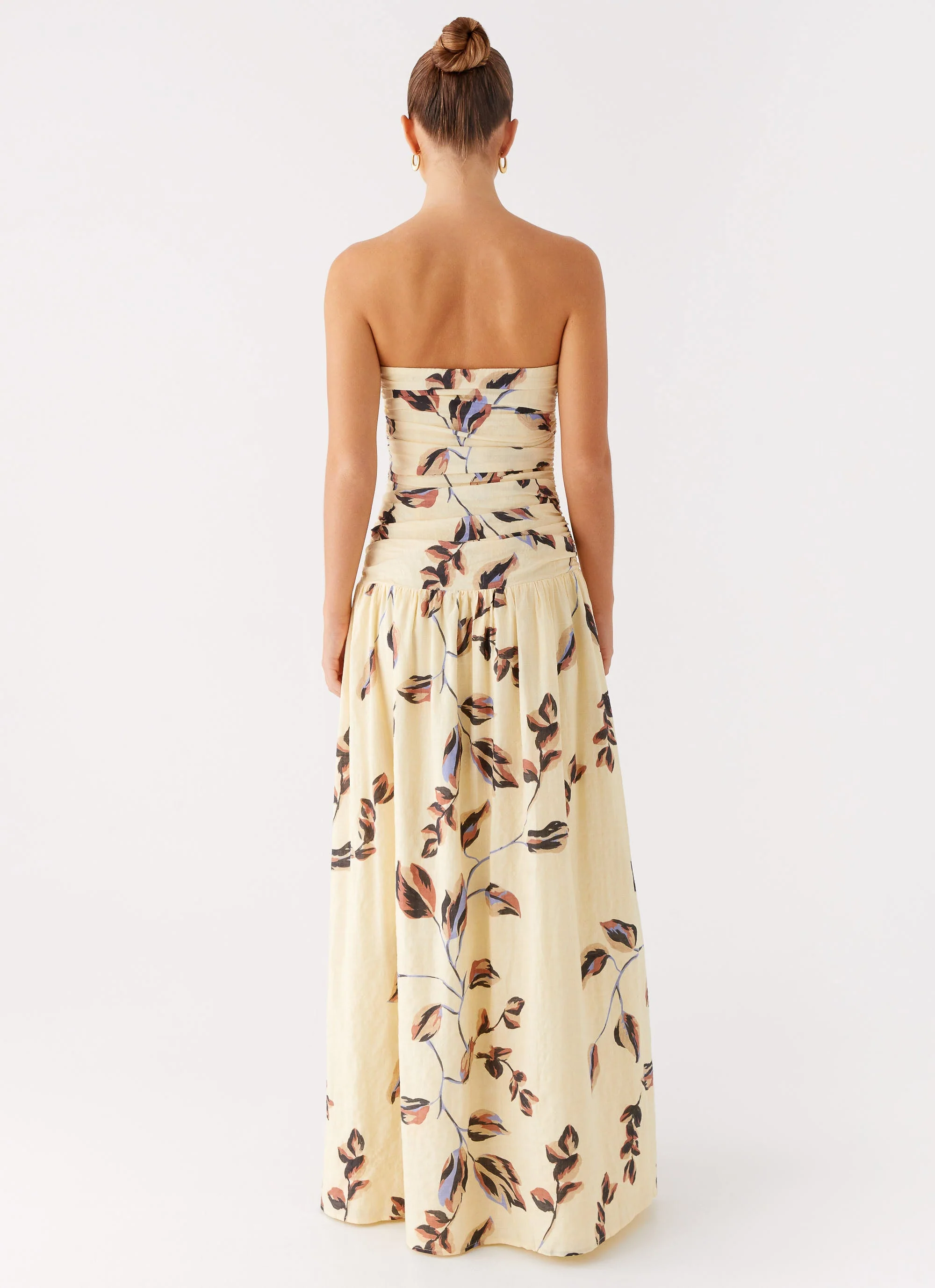 Rhea Ruched Maxi Dress - Buttercream Bliss