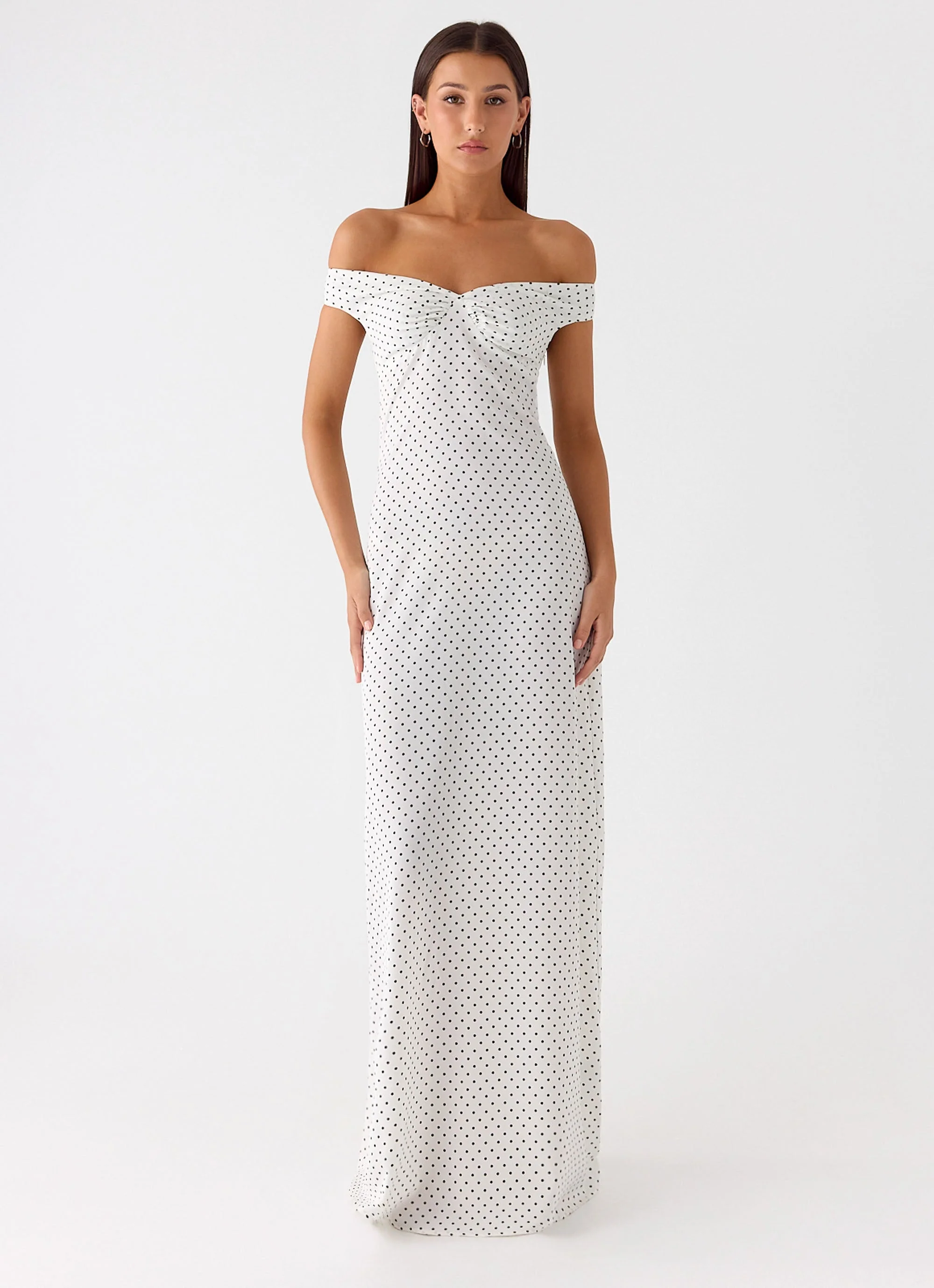 Melany Maxi Dress - White Polkadot