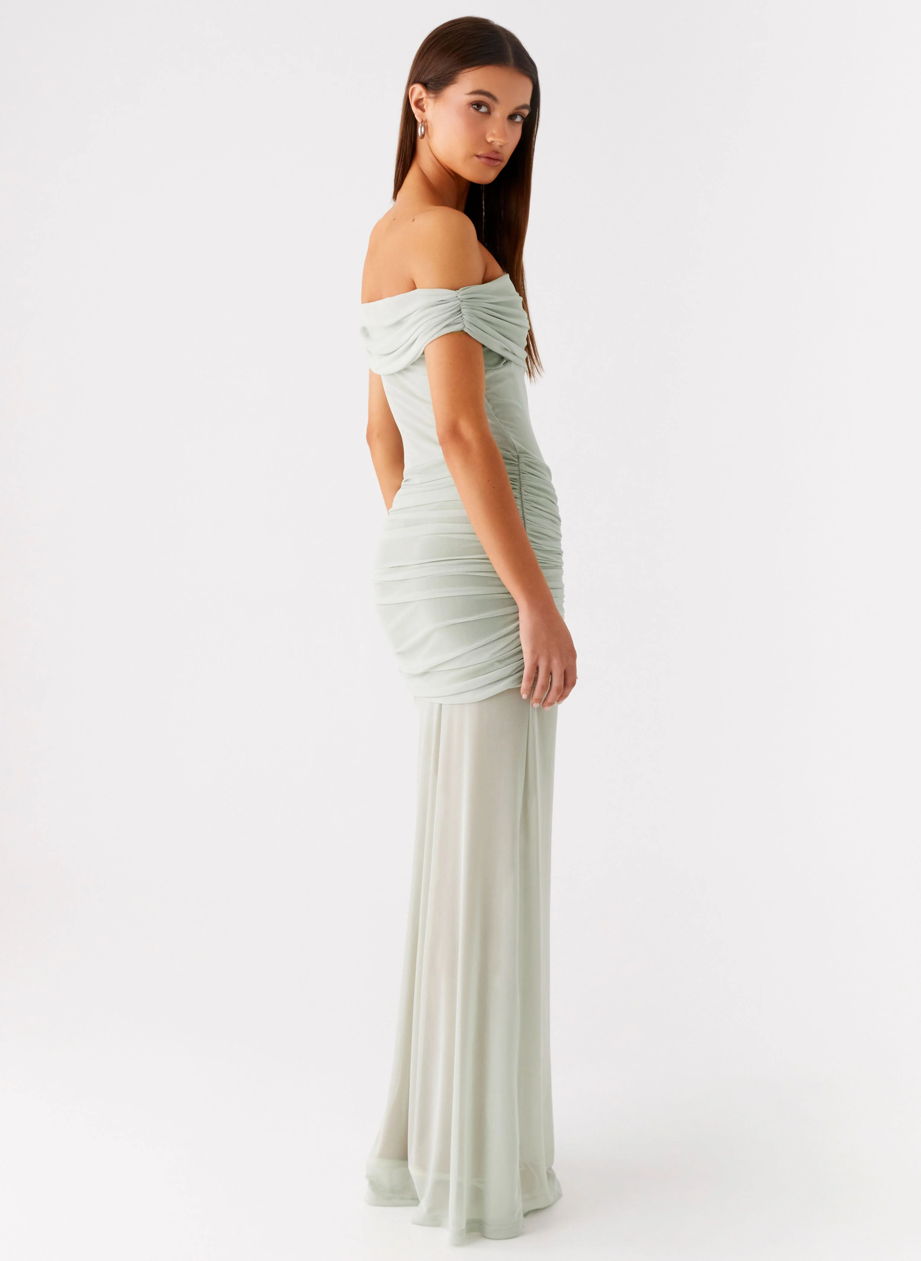 Eyllin Off Shoulder Maxi Dress - Sage