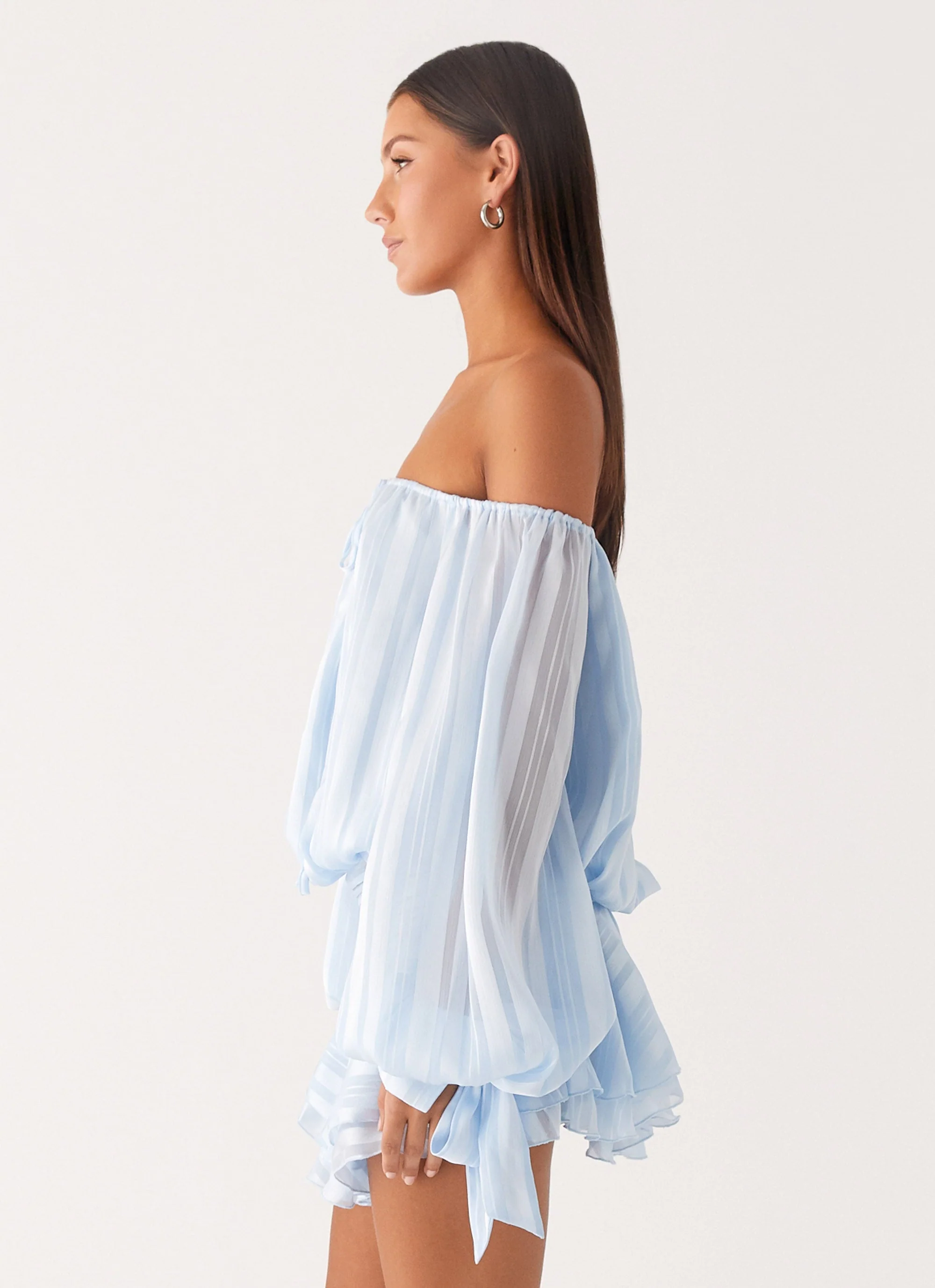 Eira Balloon Sleeve Mini Dress - Baby Blue