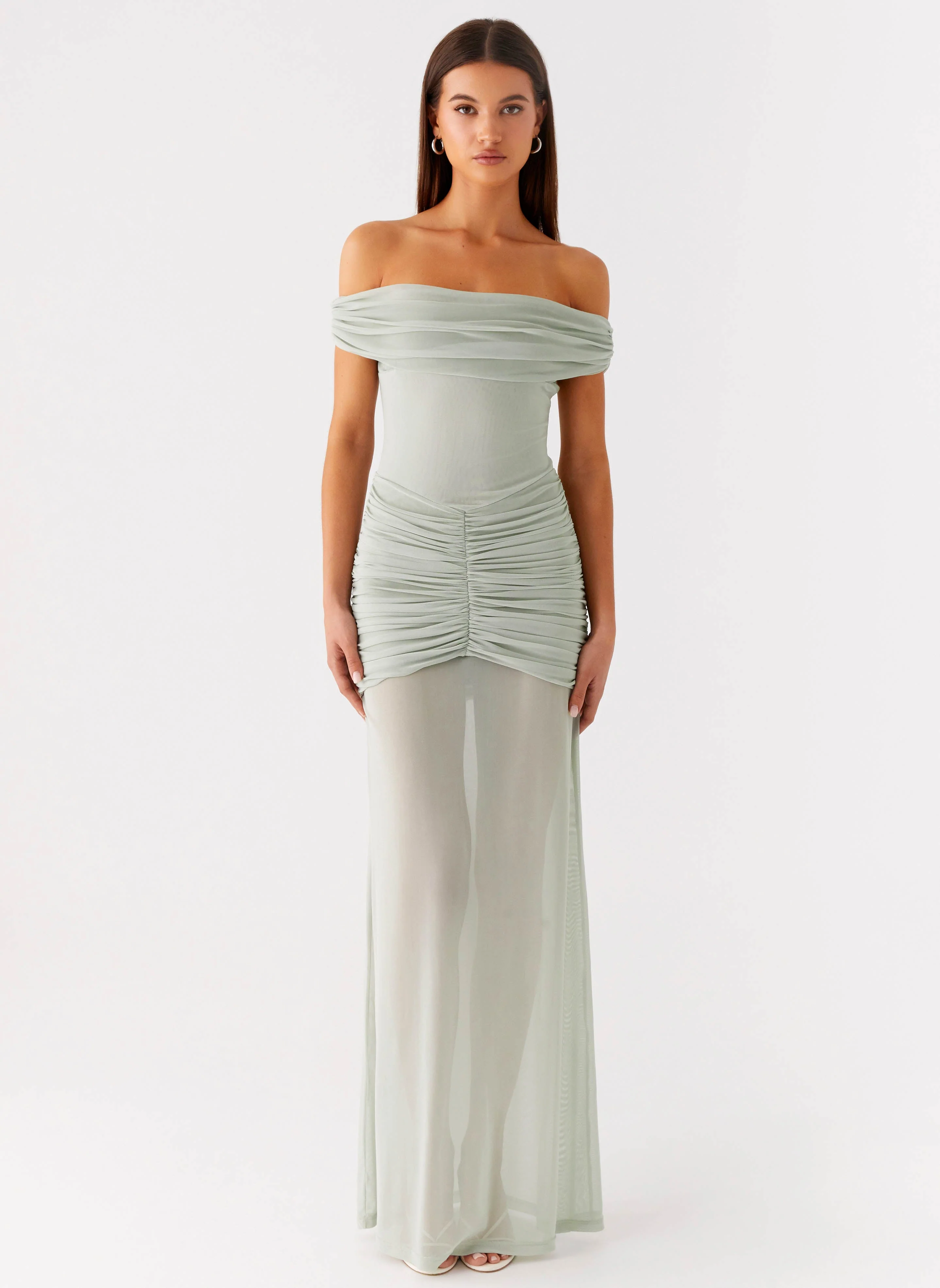 Eyllin Off Shoulder Maxi Dress - Sage