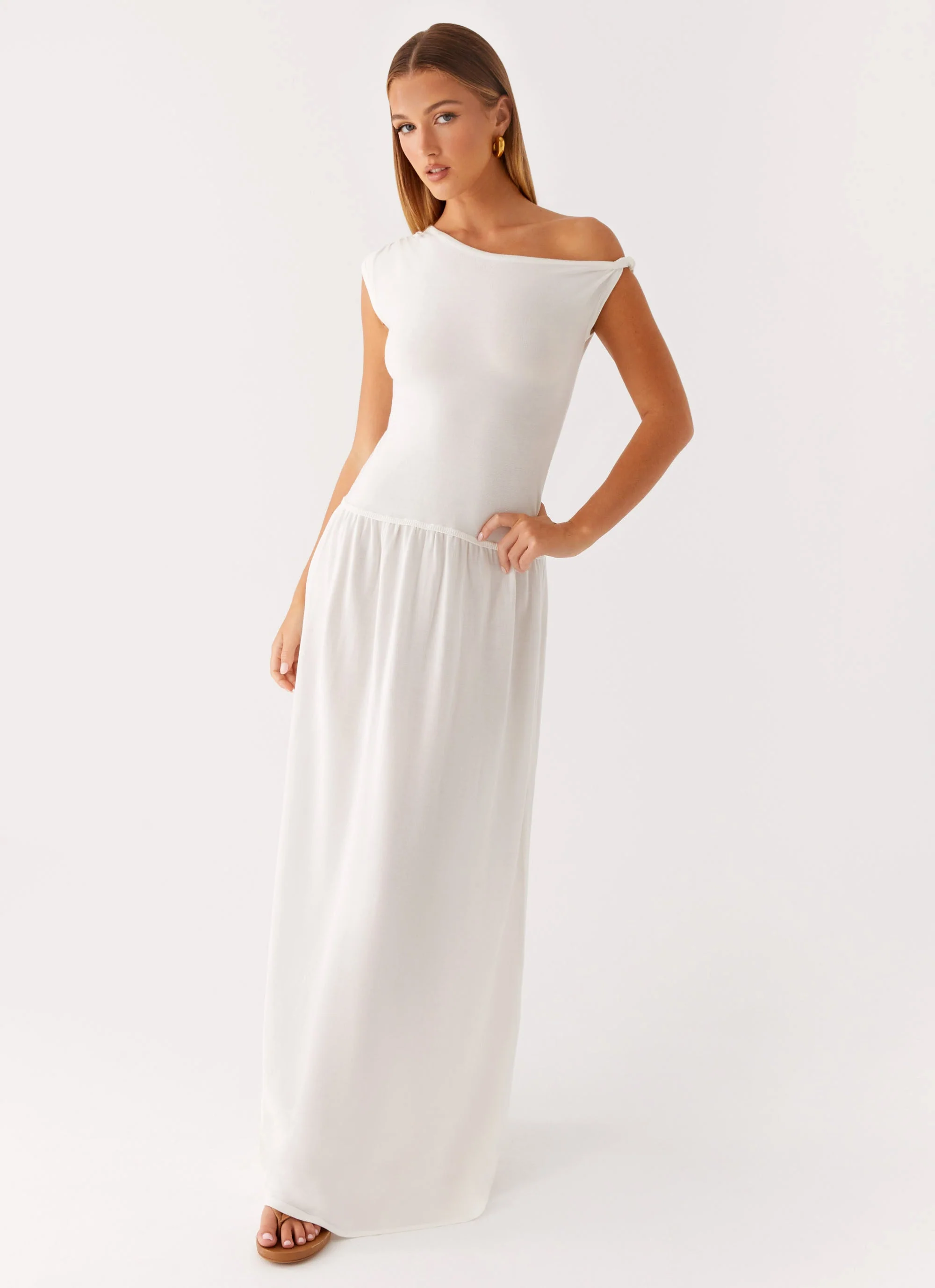Ardella One Shoulder Maxi Dress - Ivory