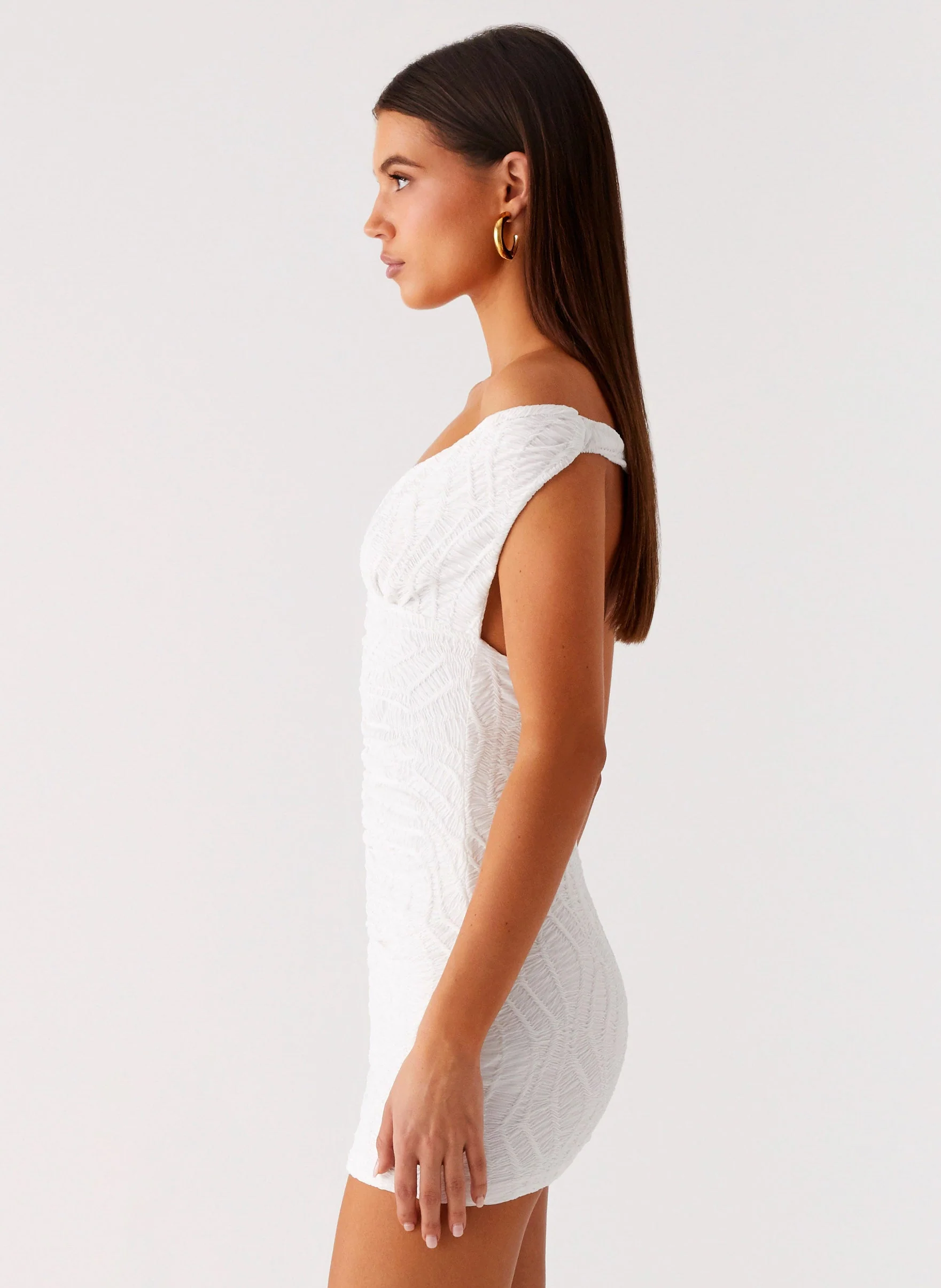 Takoda Off Shoulder Mini Dress - White