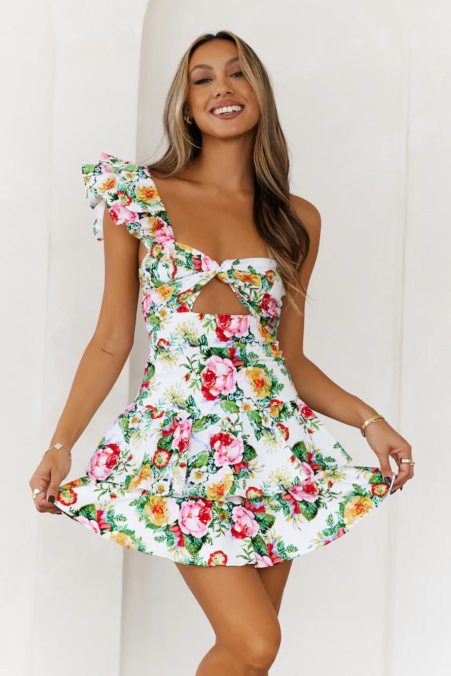 HELLO MOLLY Ruffled Out Dress Floral Print