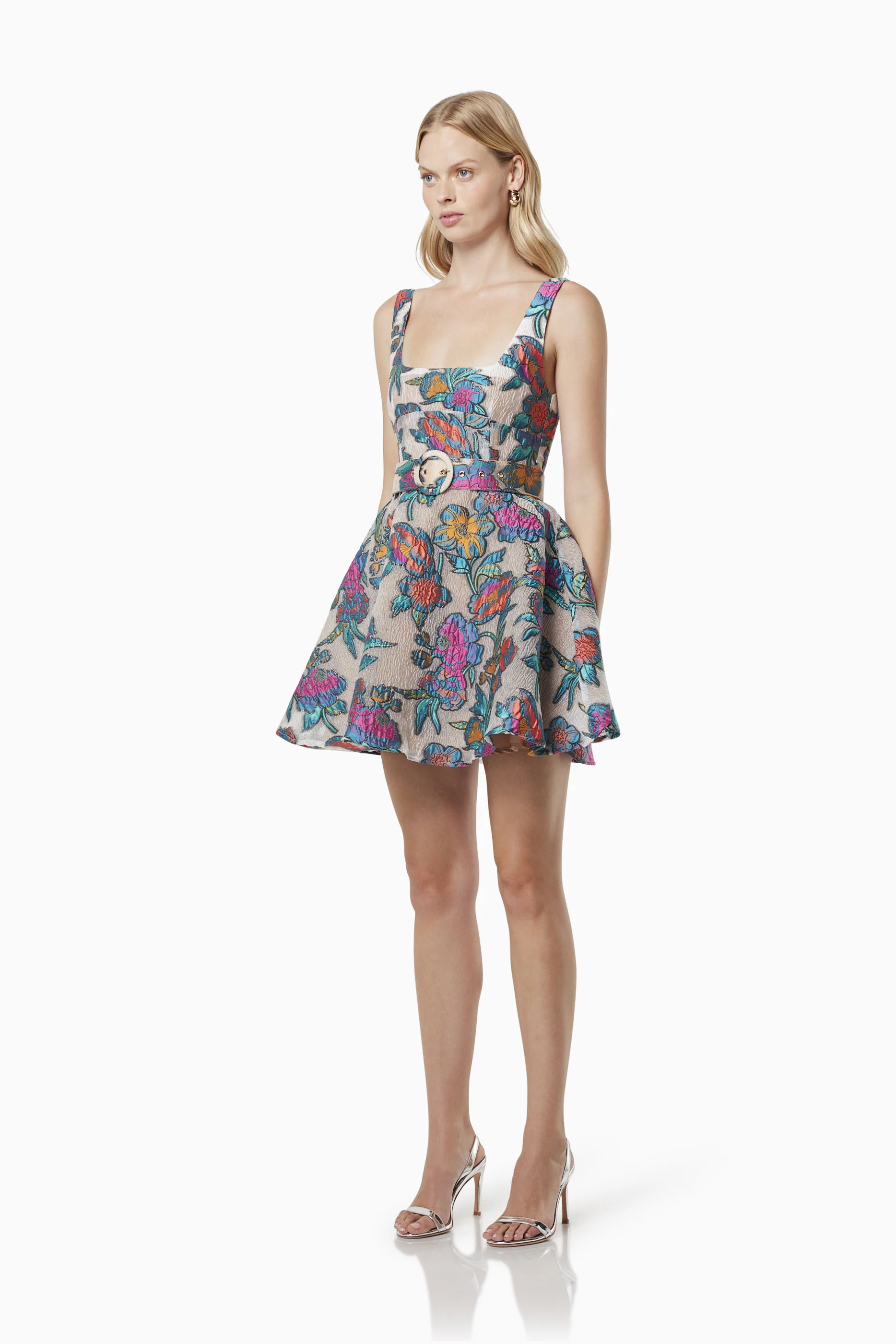 Zenobia Burnout Jacquard Mini Dress In Multi