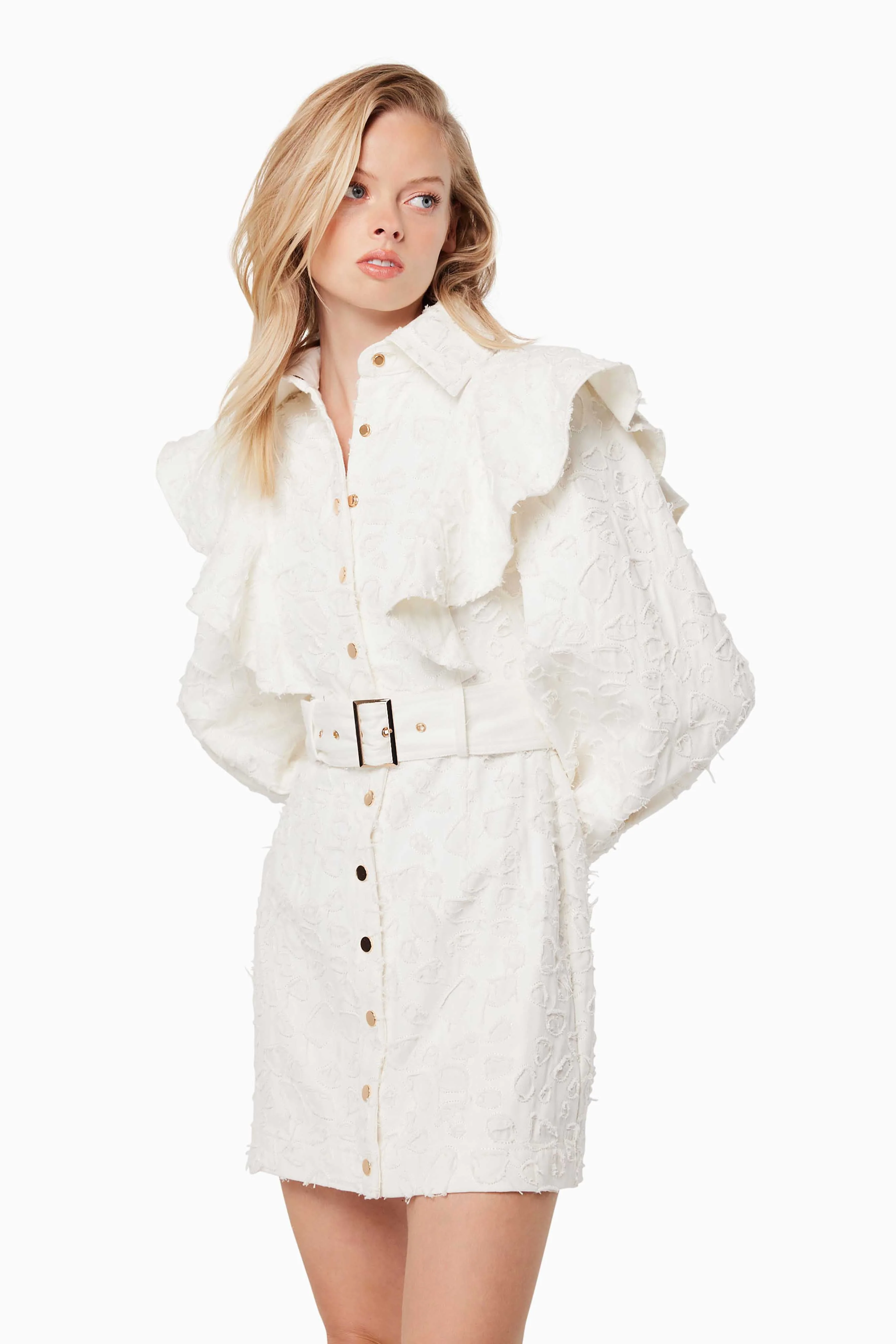 Fondness Long Sleeve Mini Dress In White