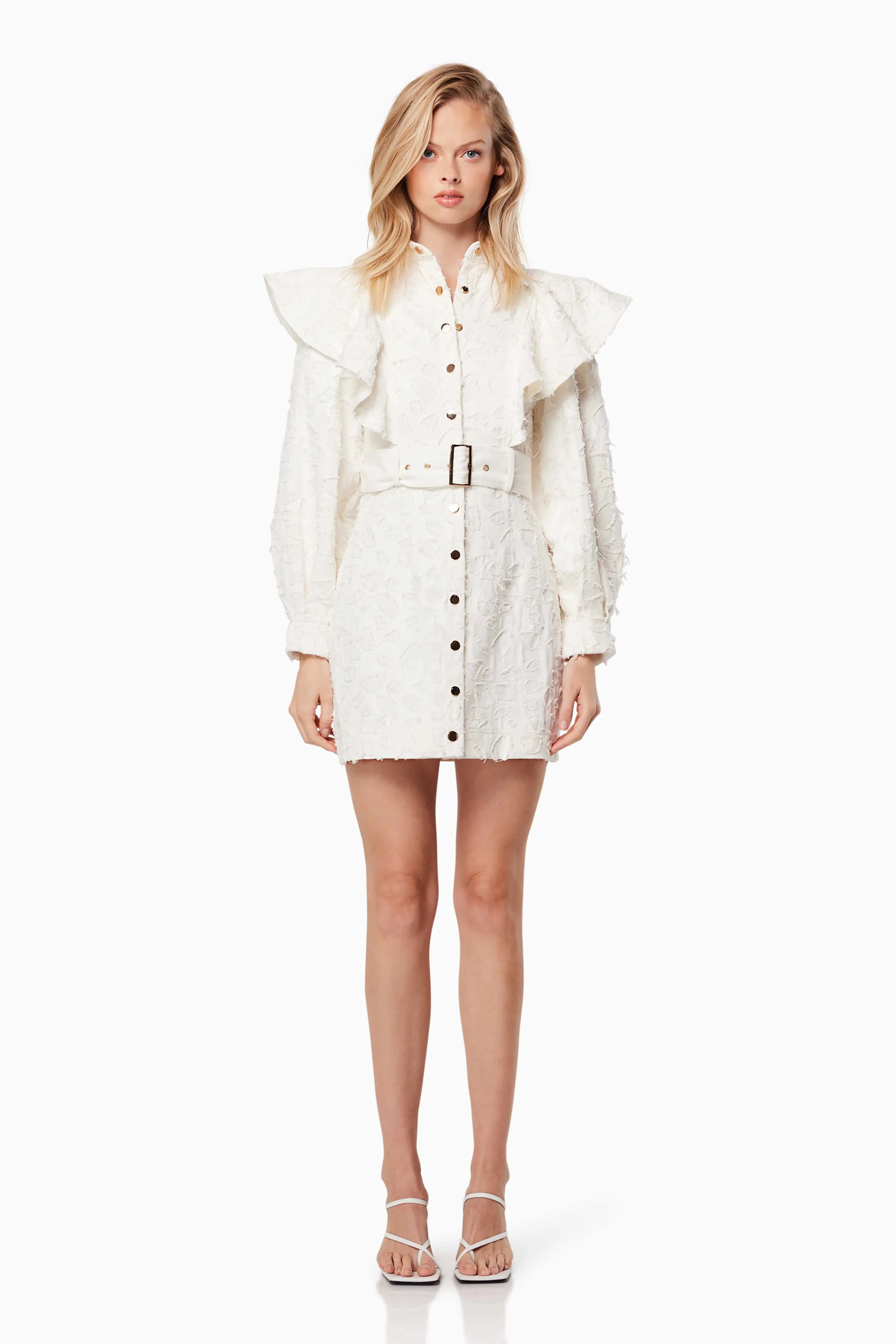 Fondness Long Sleeve Mini Dress In White