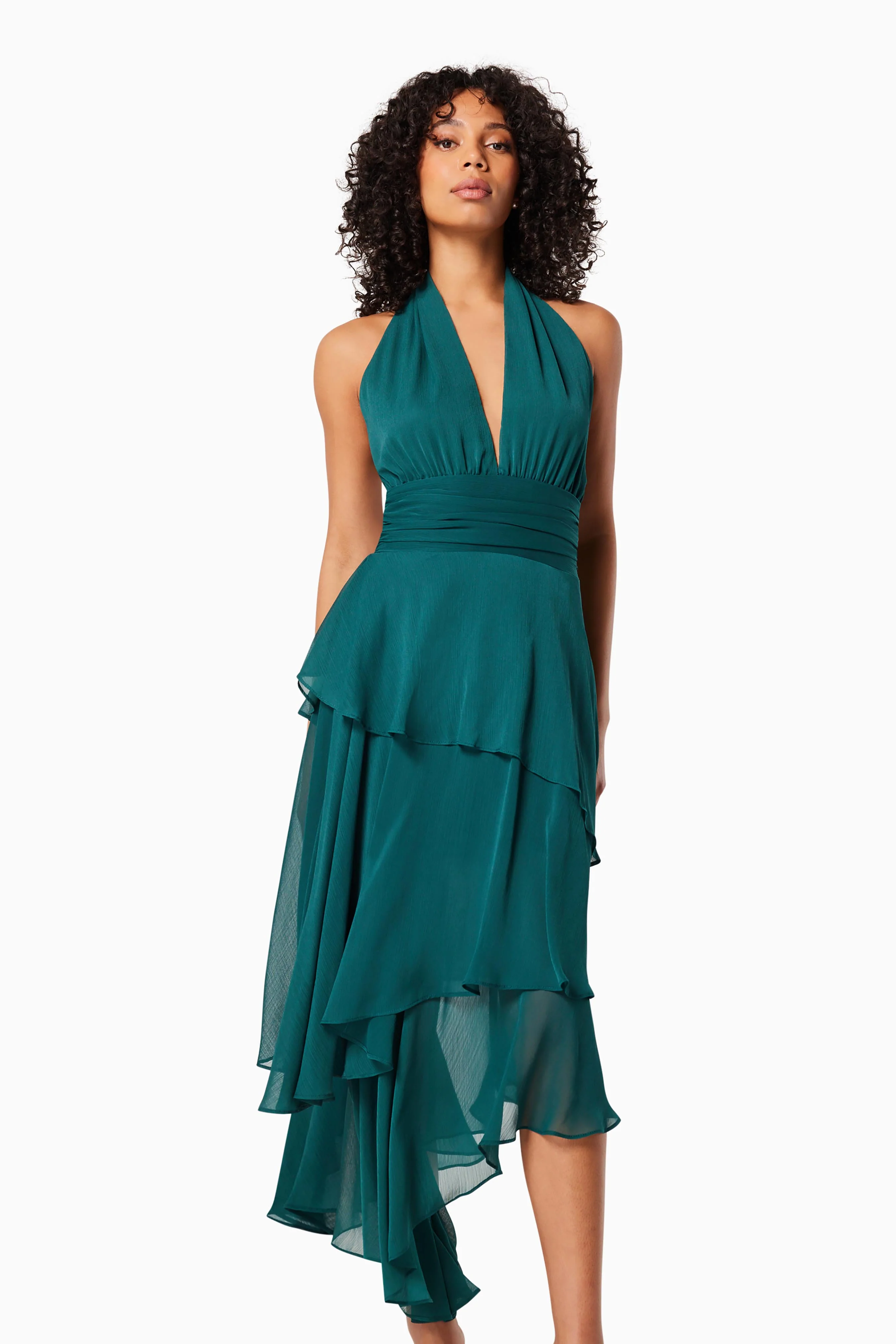 Pau Halter Neck Midi Dress In Green