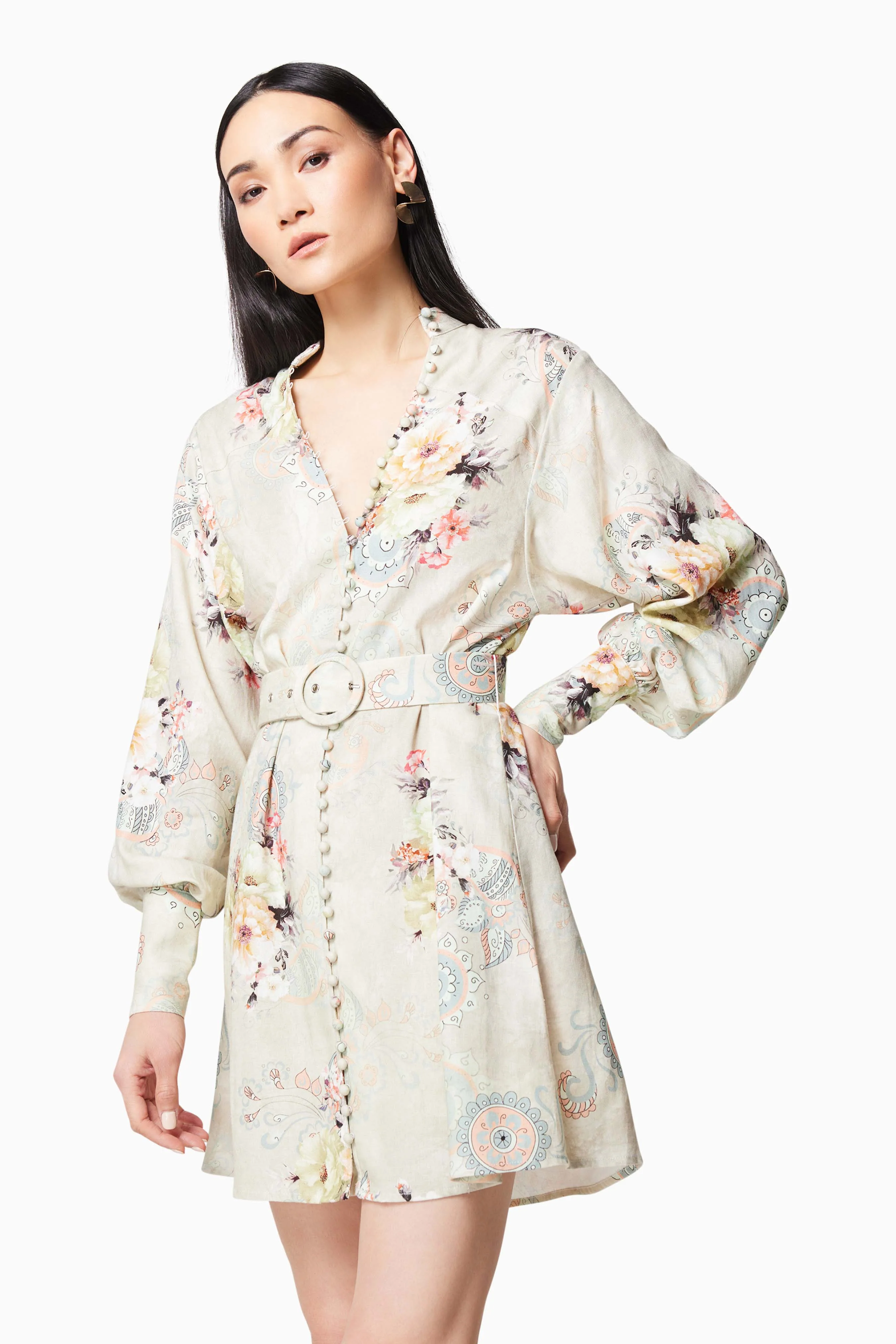 Cyprus Floral Mini Dress In Green
