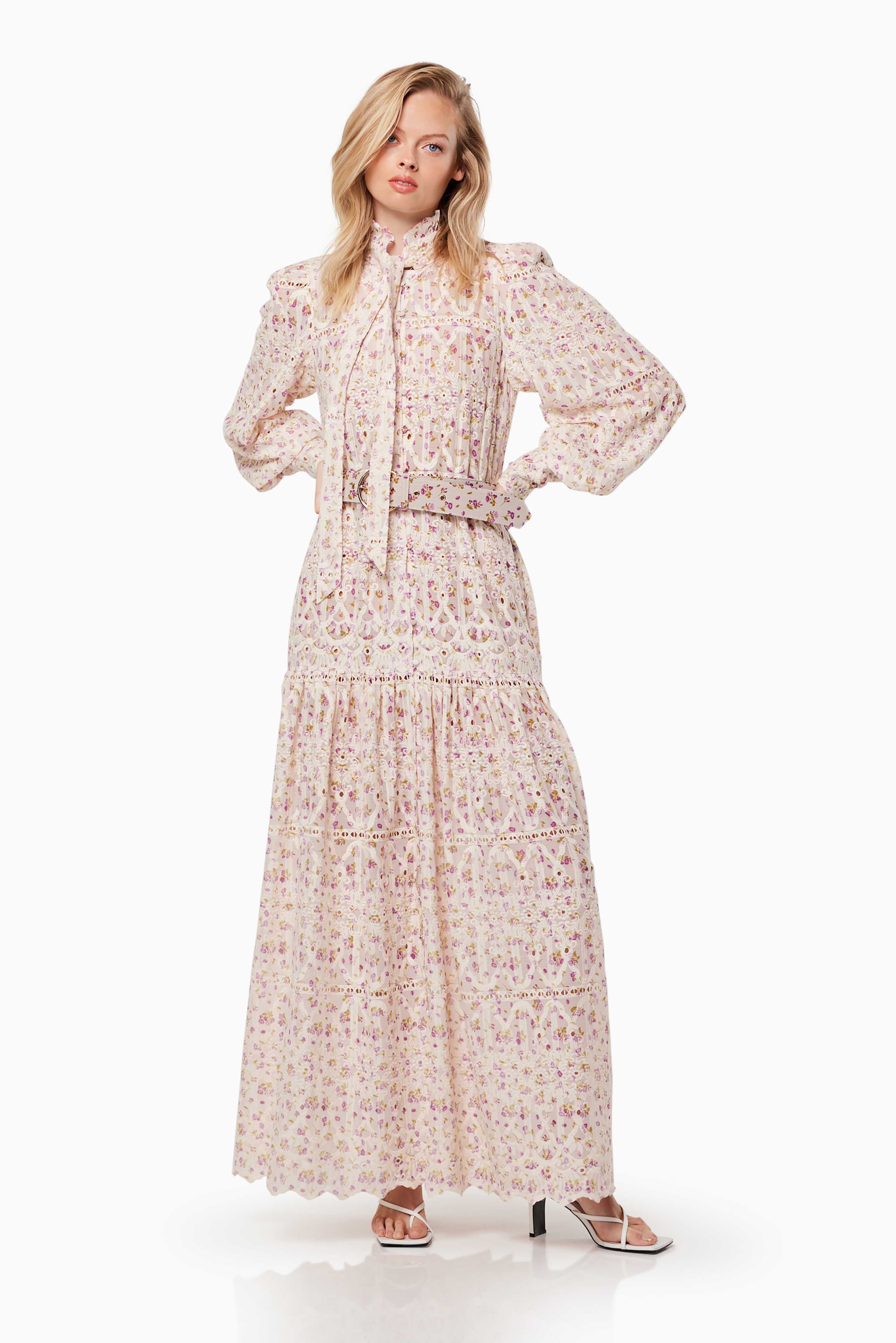 Relationship Printed Broderie Maxi Dress In Multi