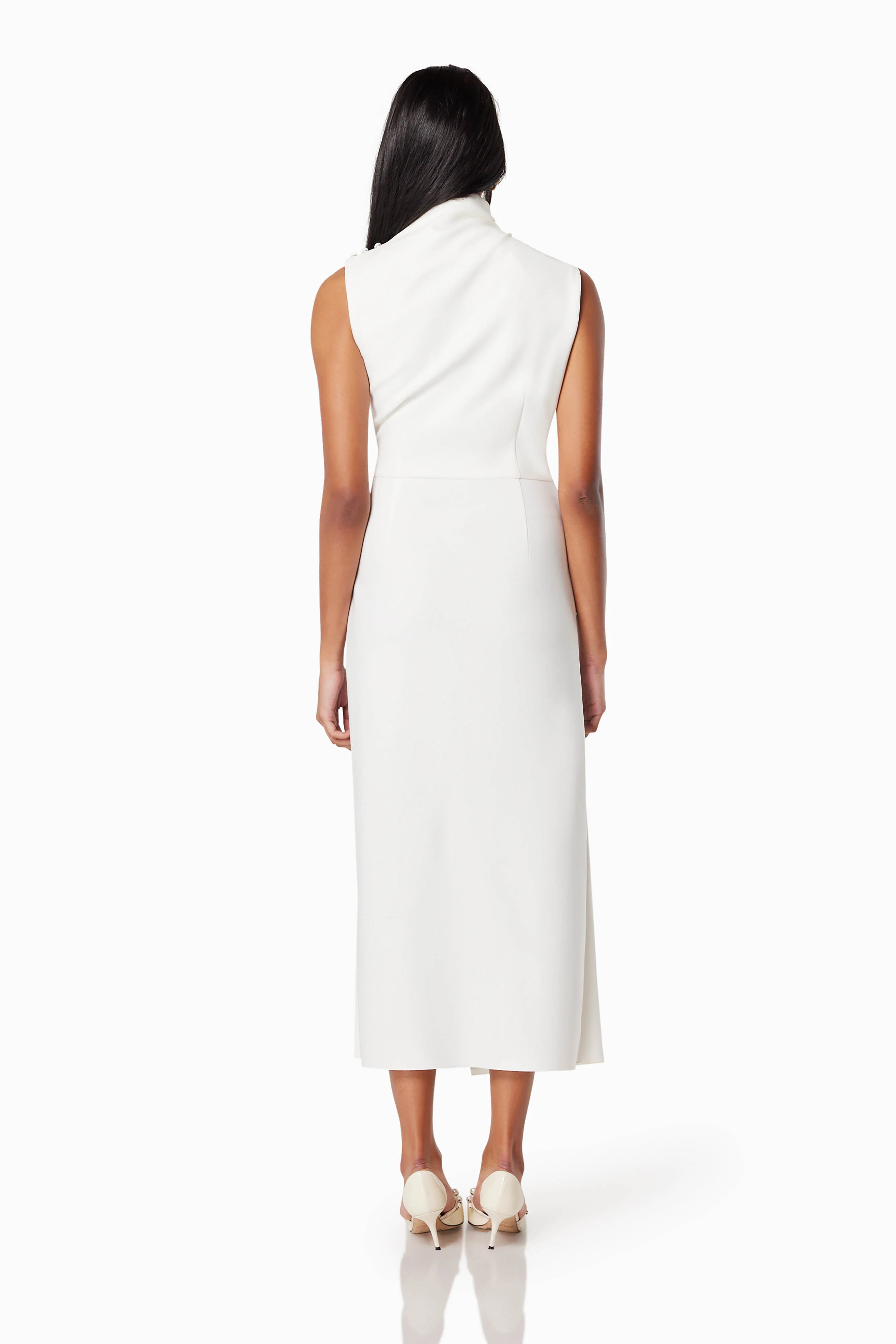 Genoa Fitted Midi Dress In White