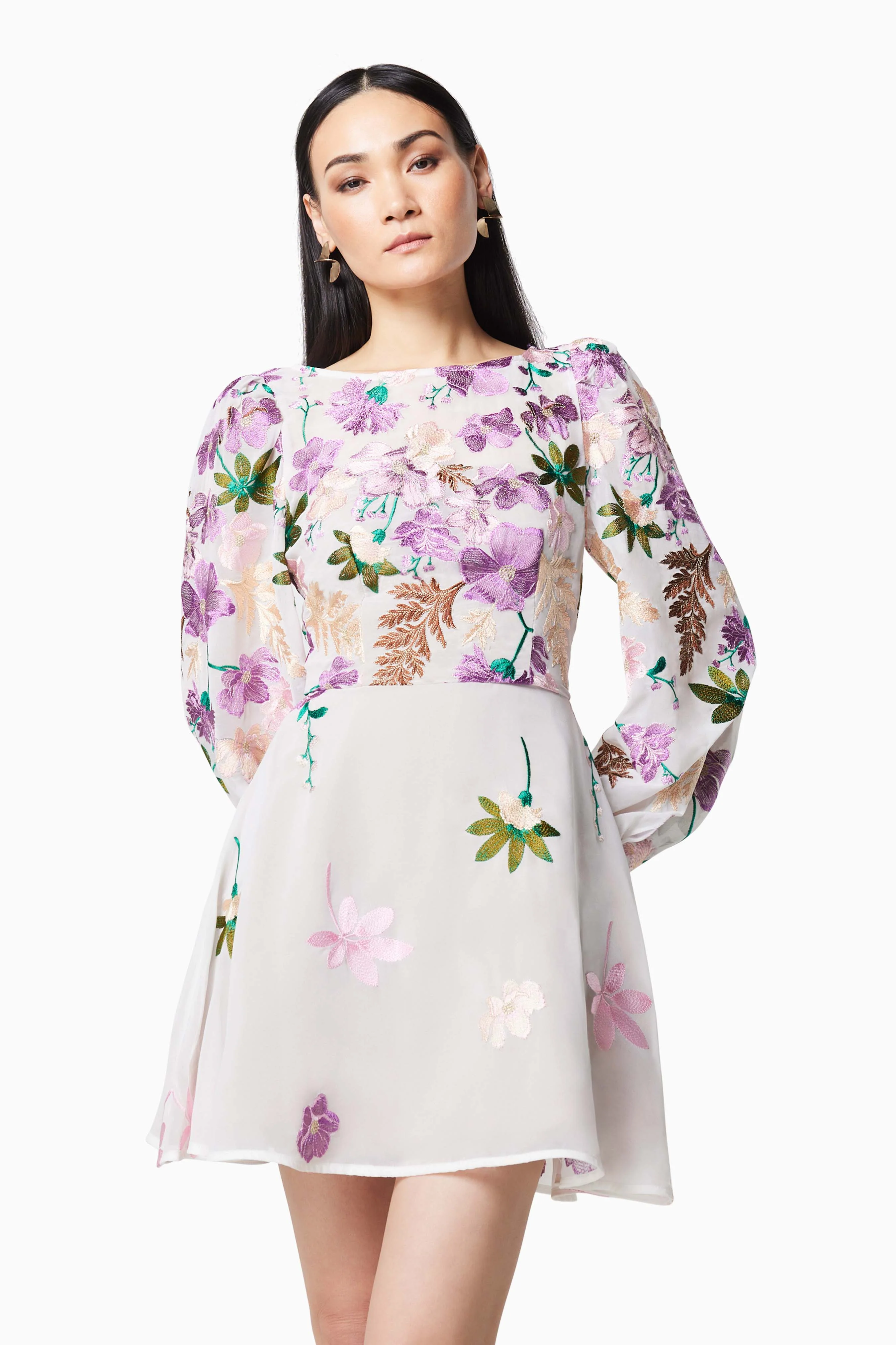 Reverie Long Sleeved Mini Dress in Purple