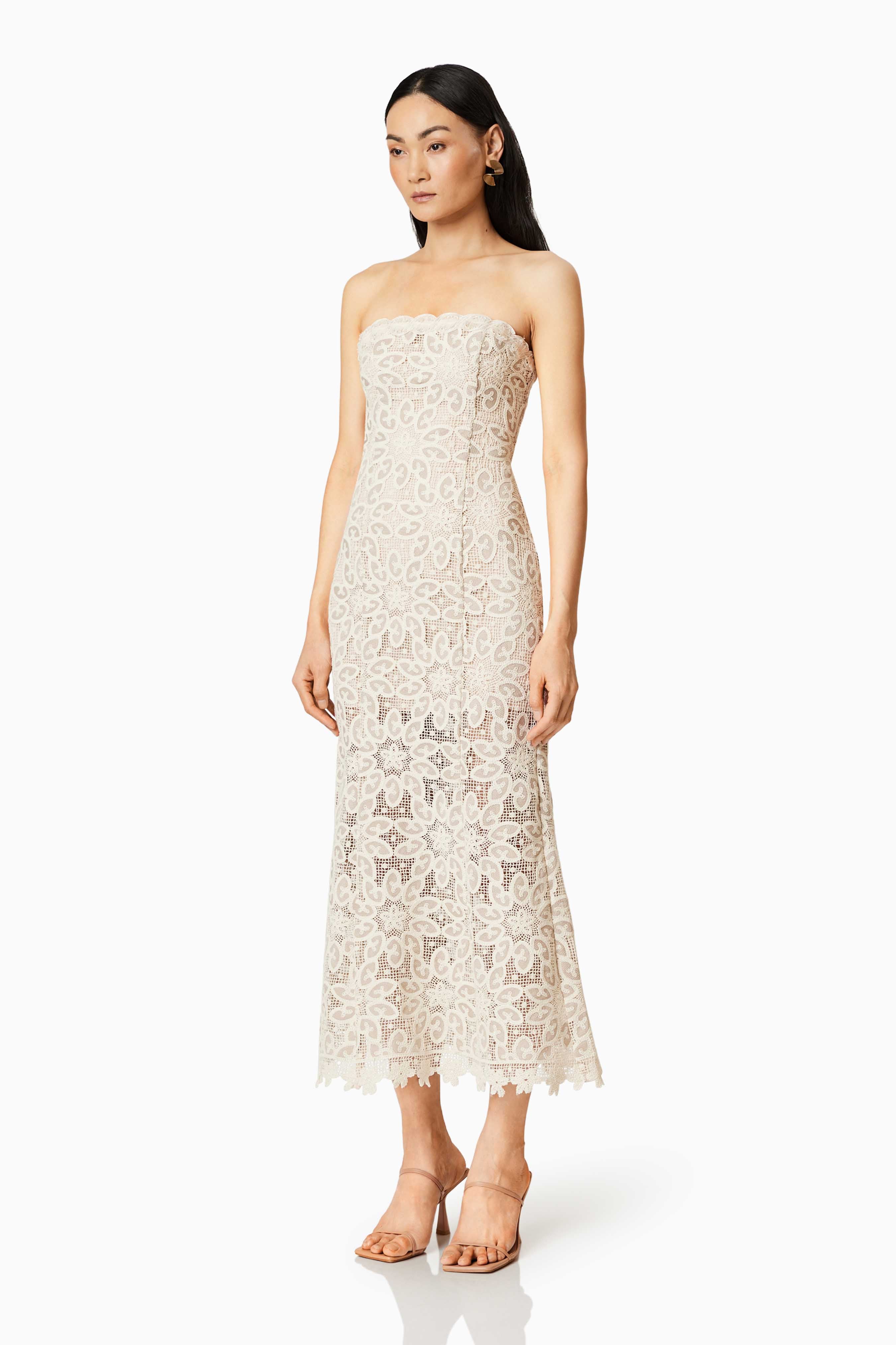 Dreamer Lace Midi Dress In Ivory