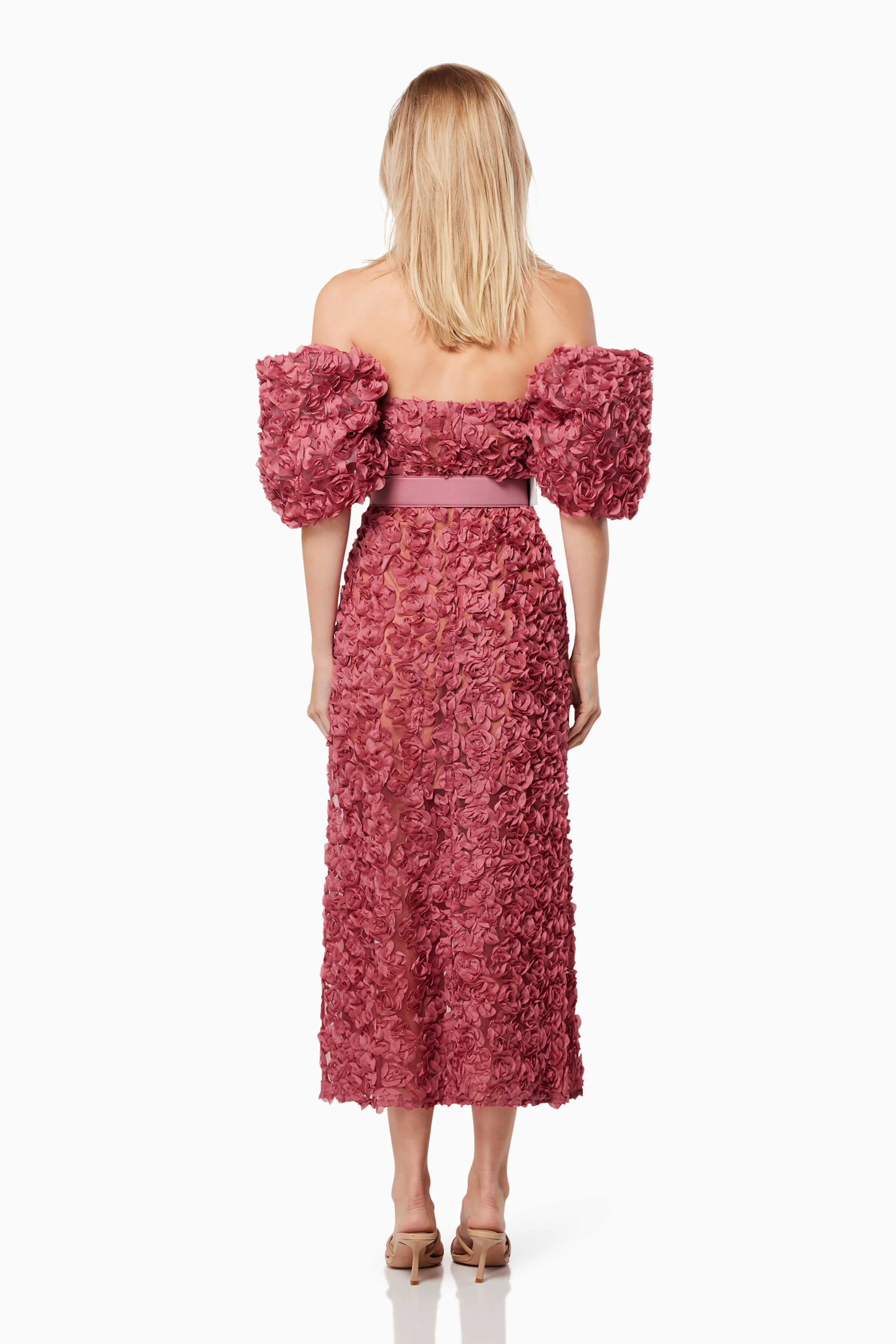 Intimacy Off The Shoulder Midi Dress In Pink