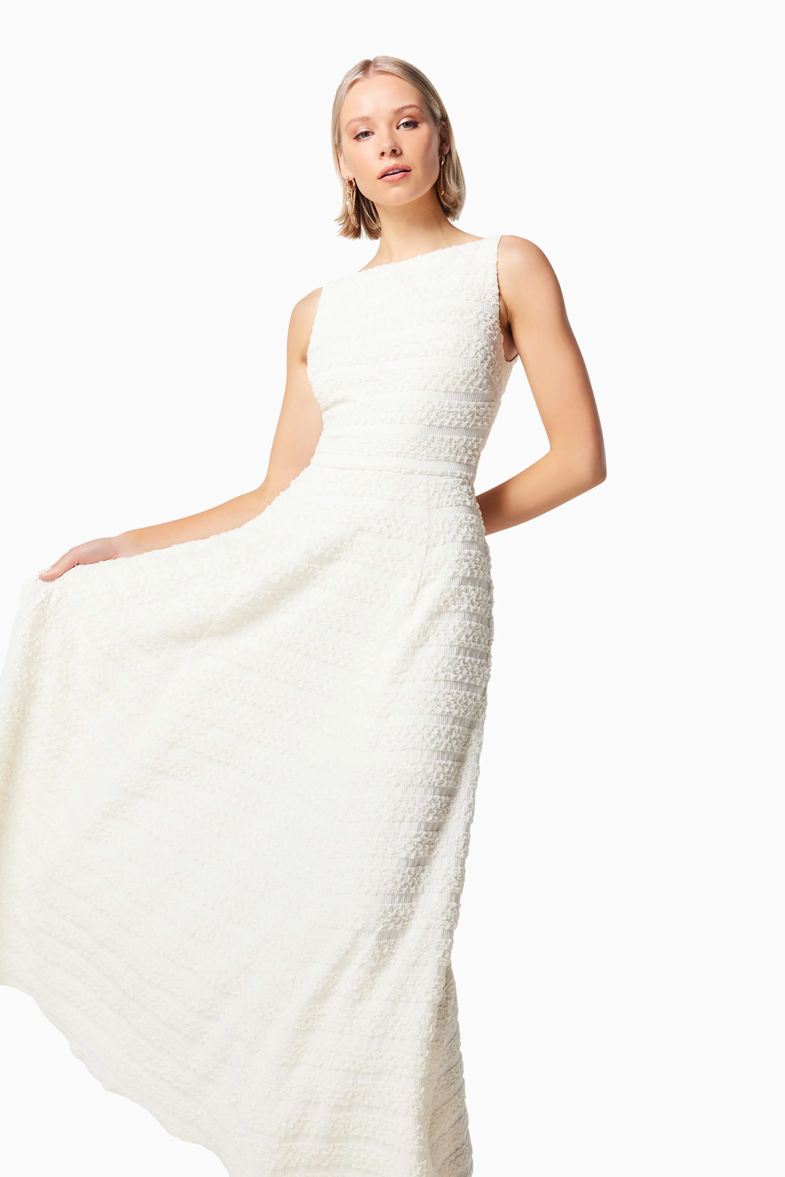 Decadence Textured Maxi Dress In White