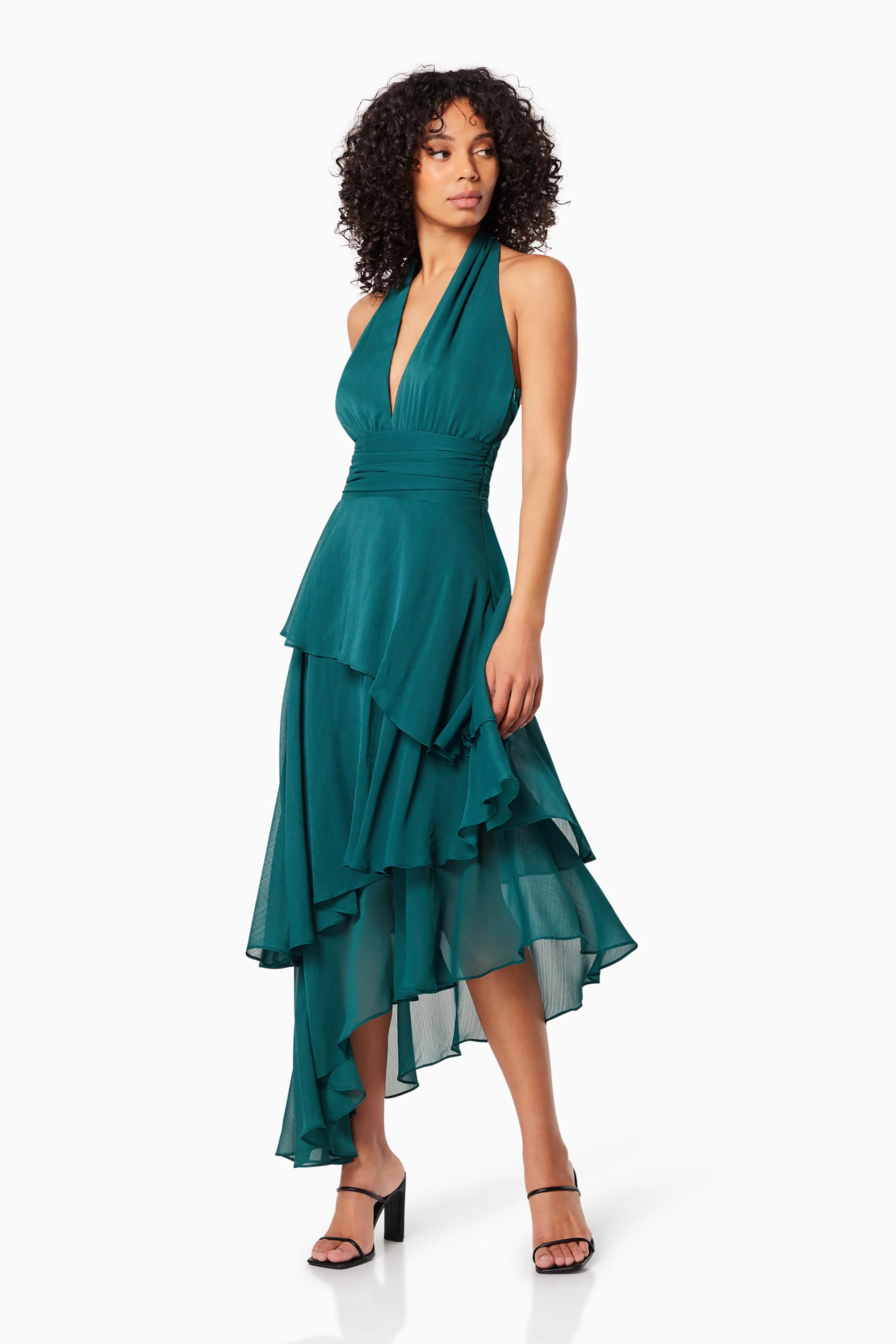 Pau Halter Neck Midi Dress In Green