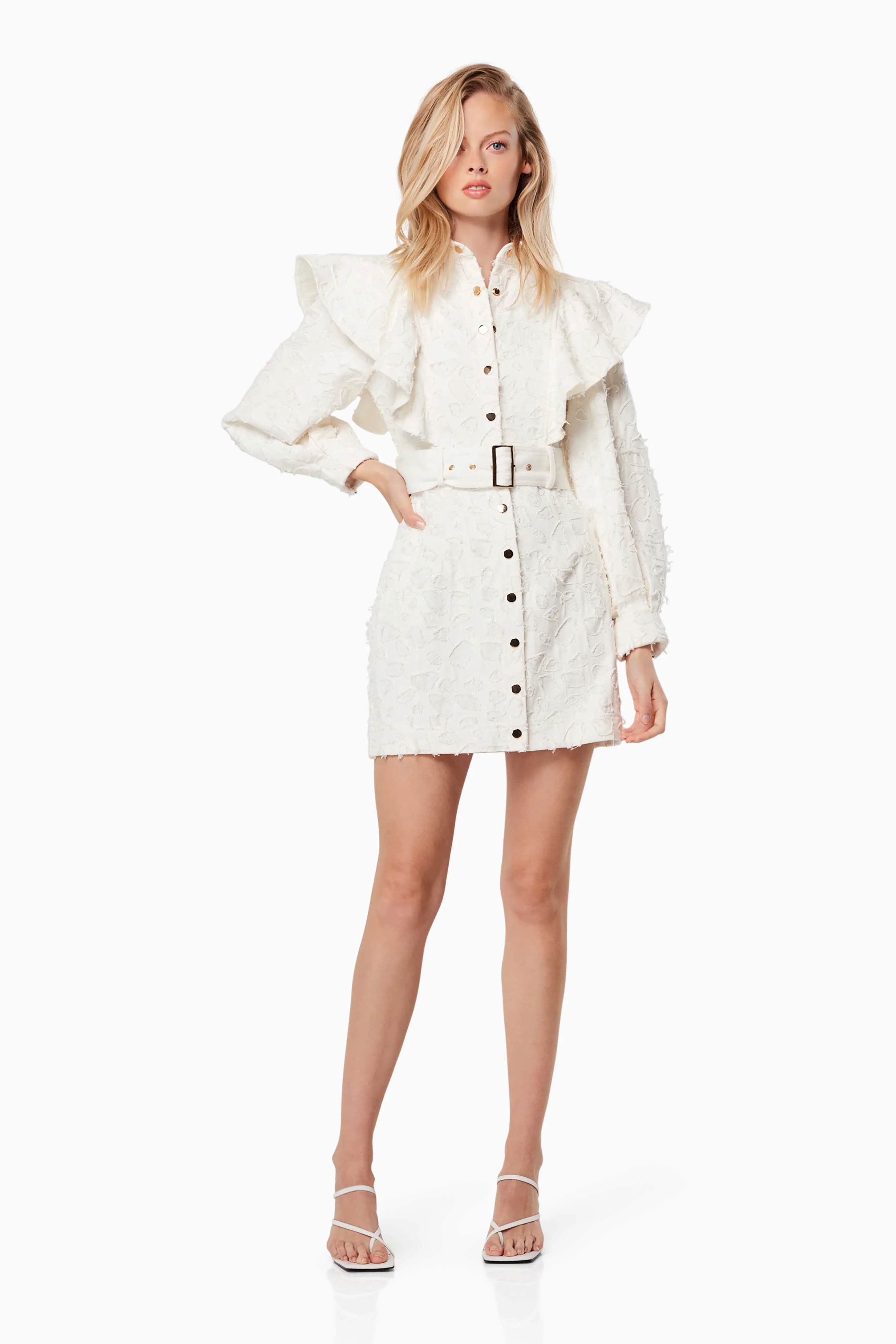 Fondness Long Sleeve Mini Dress In White