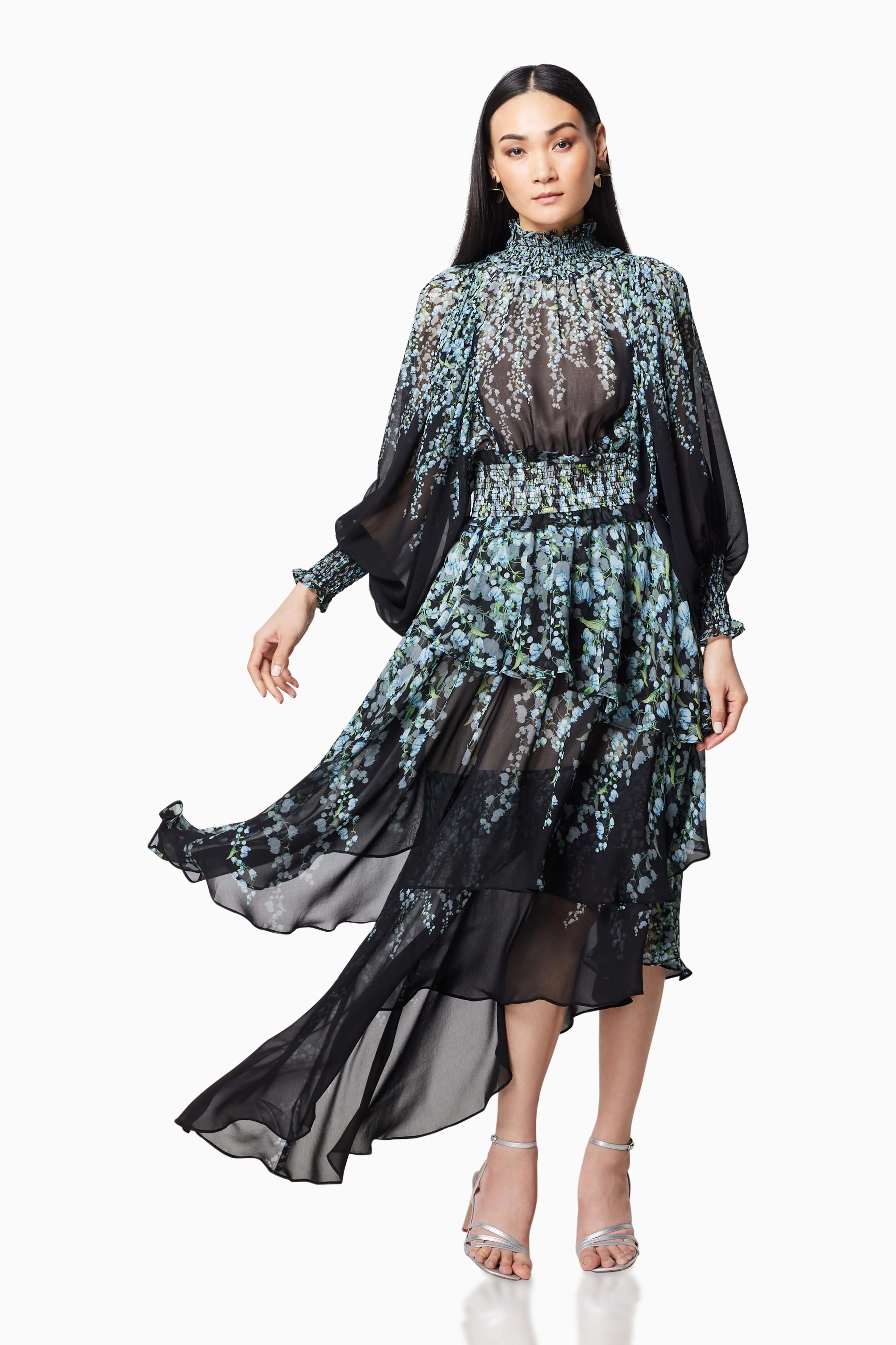 Astrid Long Sleeved Maxi Dress In Black