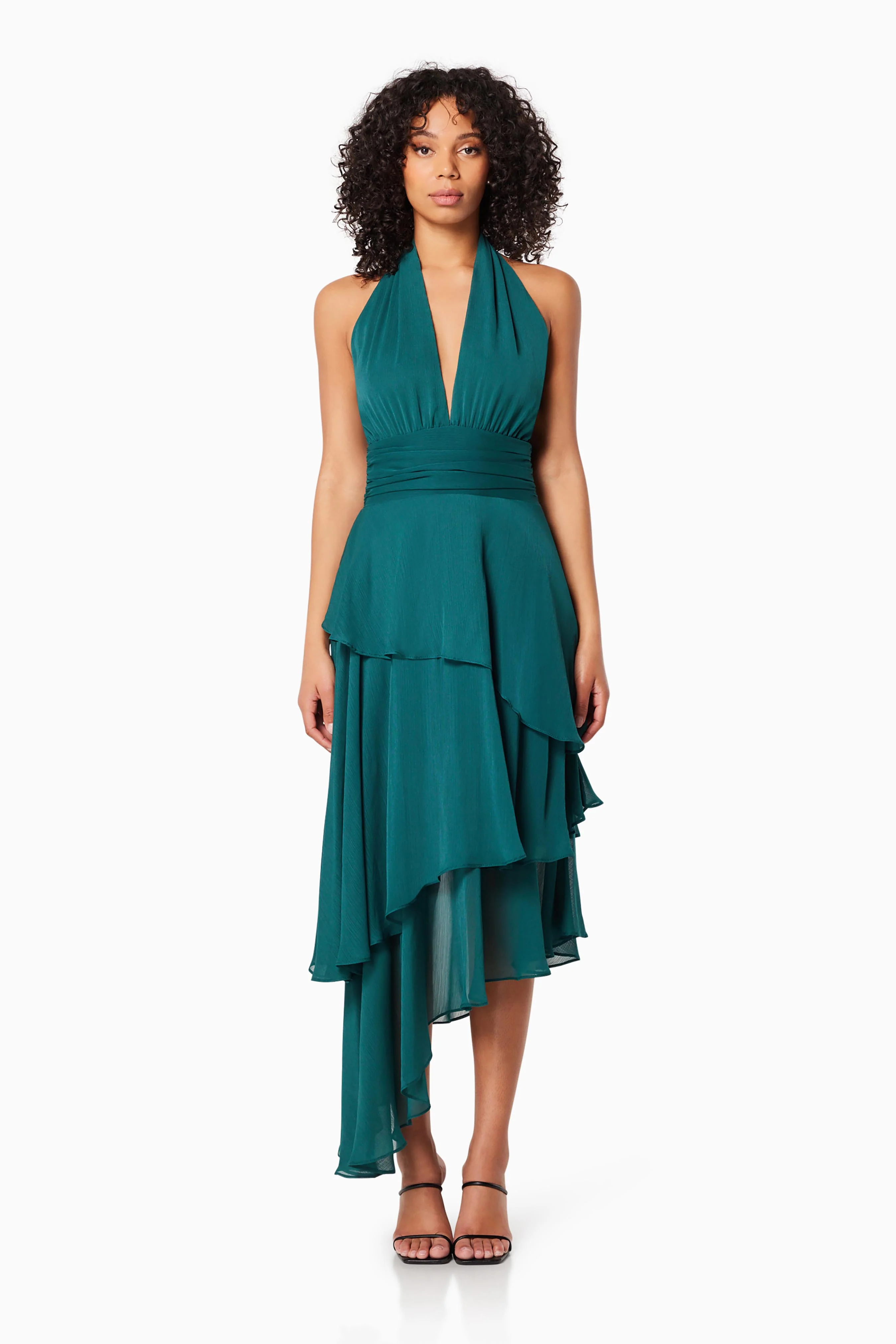 Pau Halter Neck Midi Dress In Green