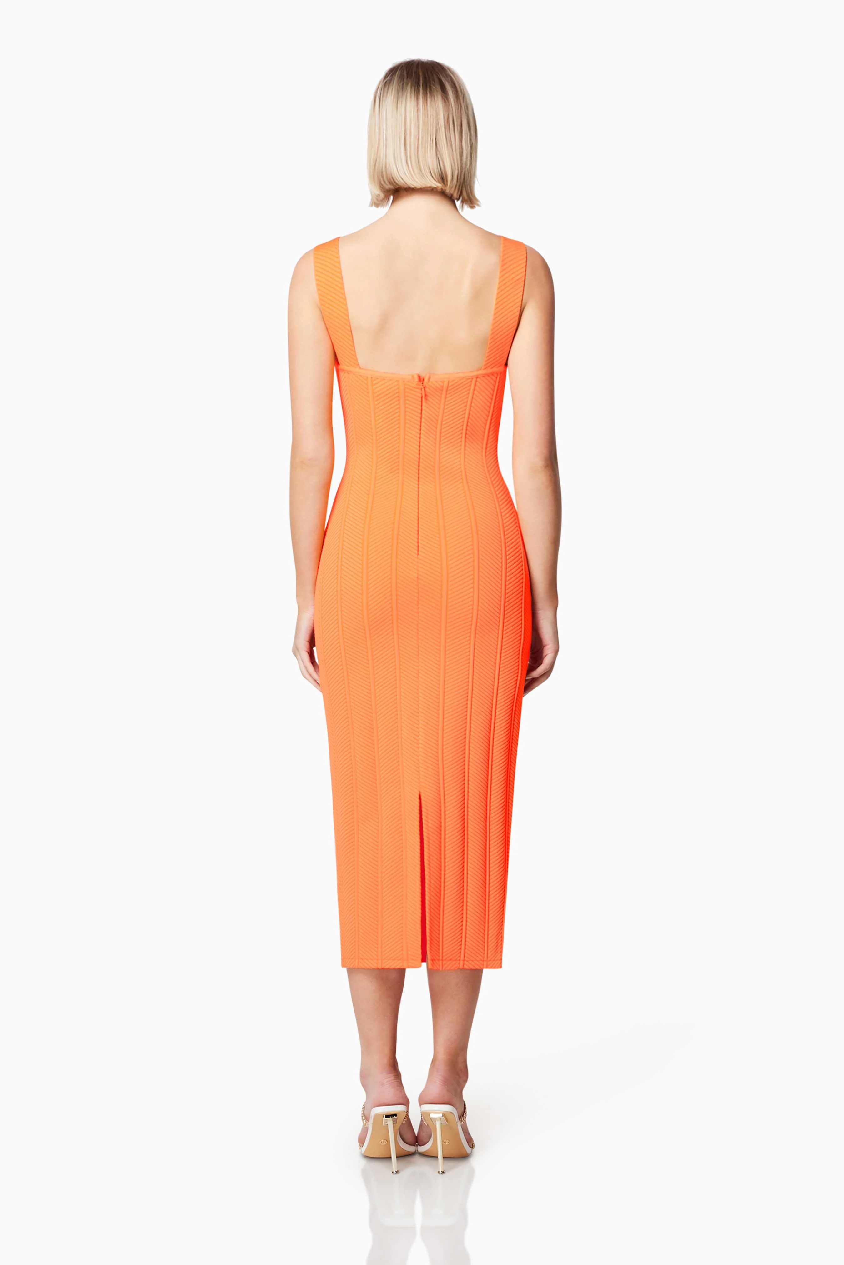 Sterling Textured Midi Dress In Orange
