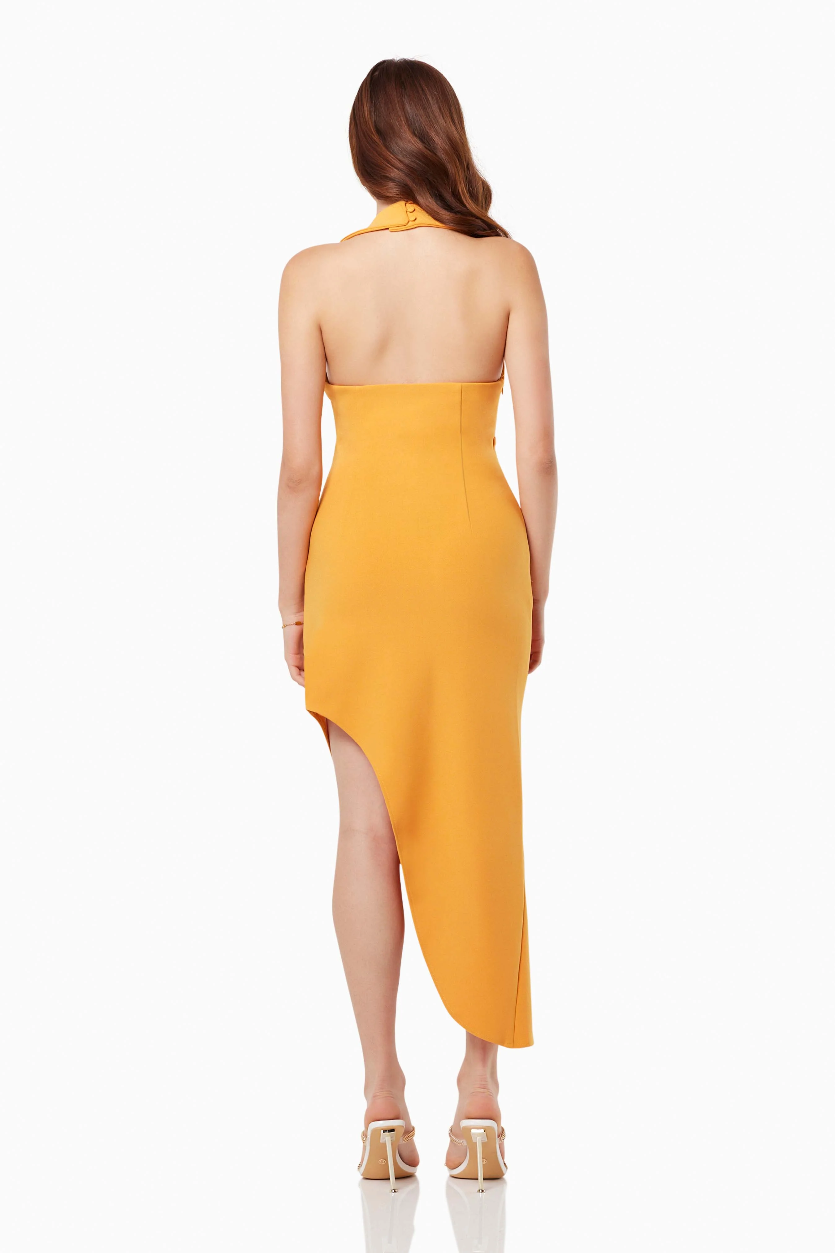 Producer Halter Neck Midi Dress In Orange