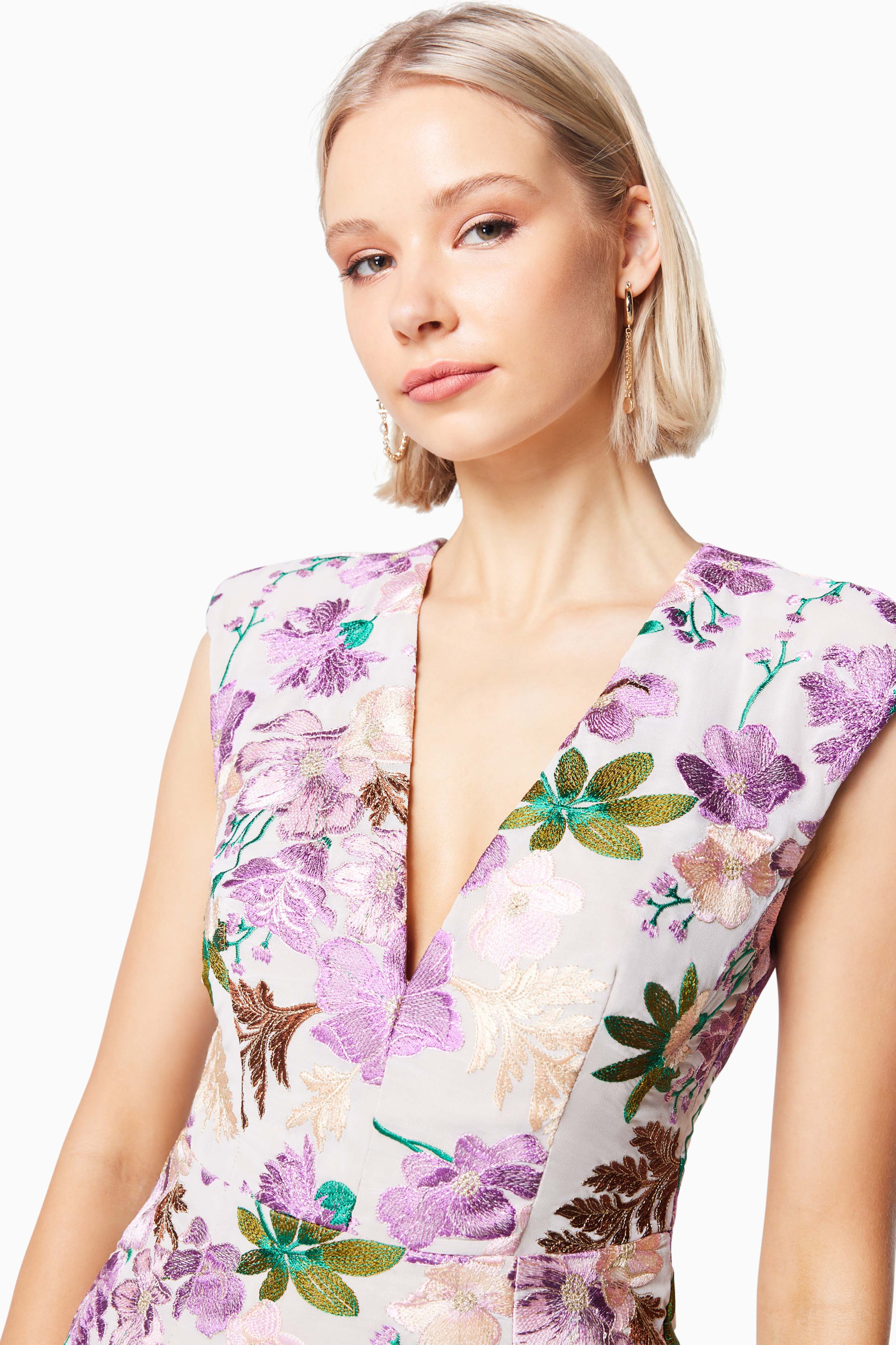 Venetian Floral Maxi Dress In Purple