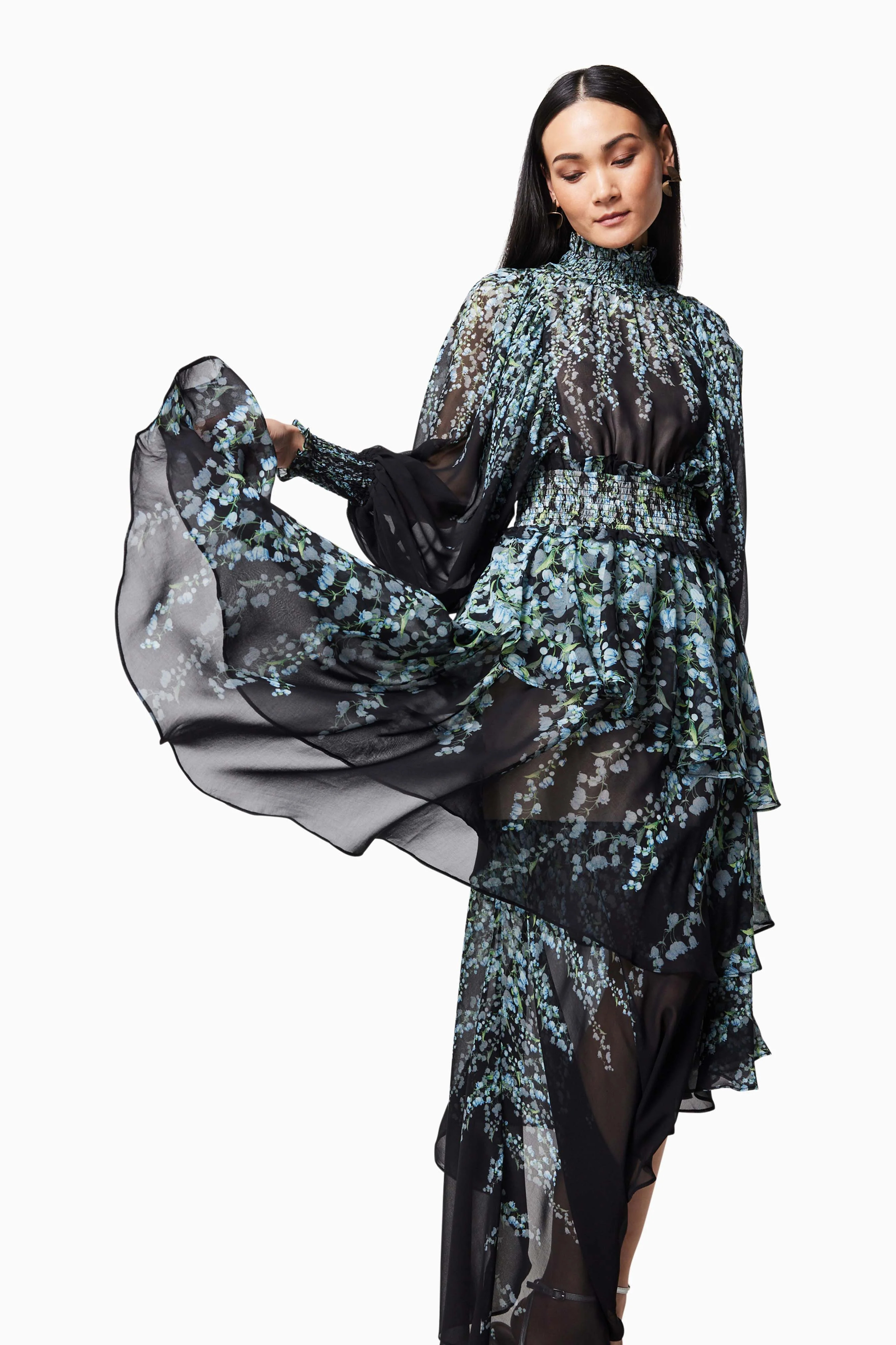 Astrid Long Sleeved Maxi Dress In Black