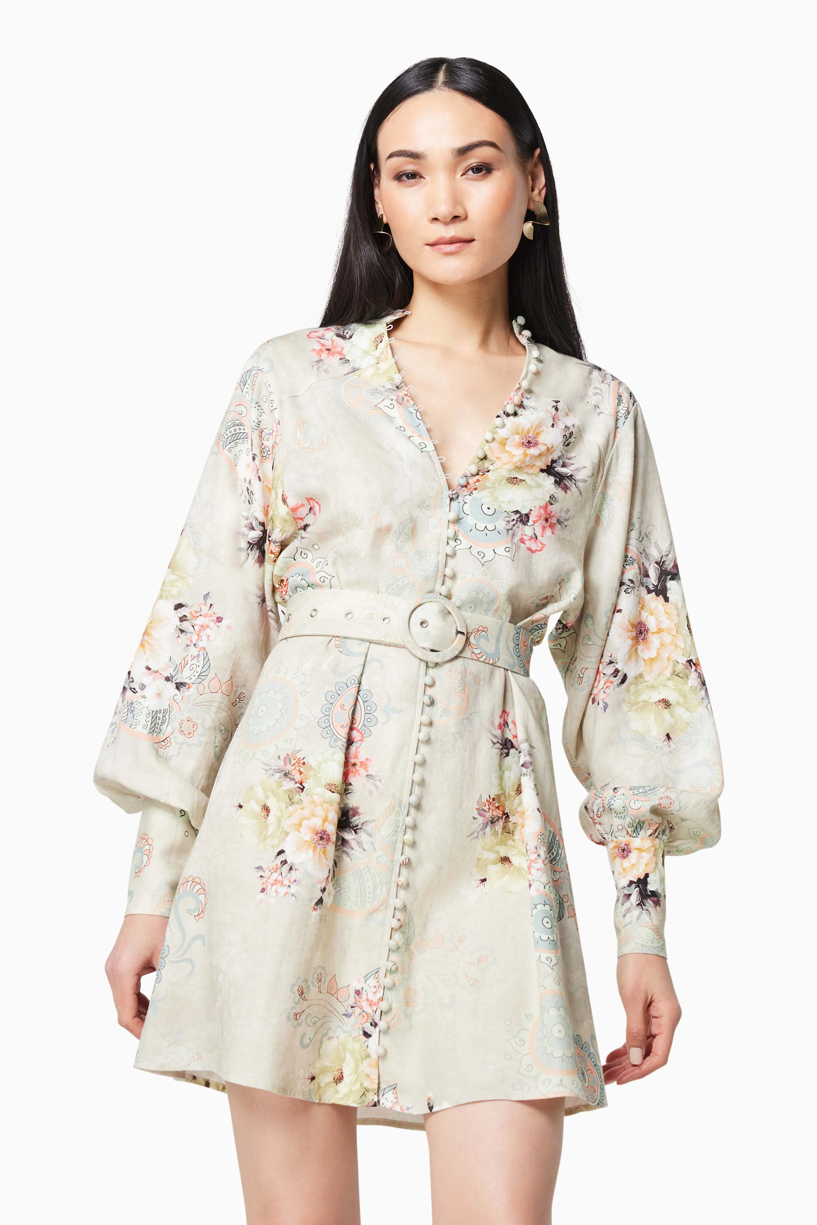 Cyprus Floral Mini Dress In Green